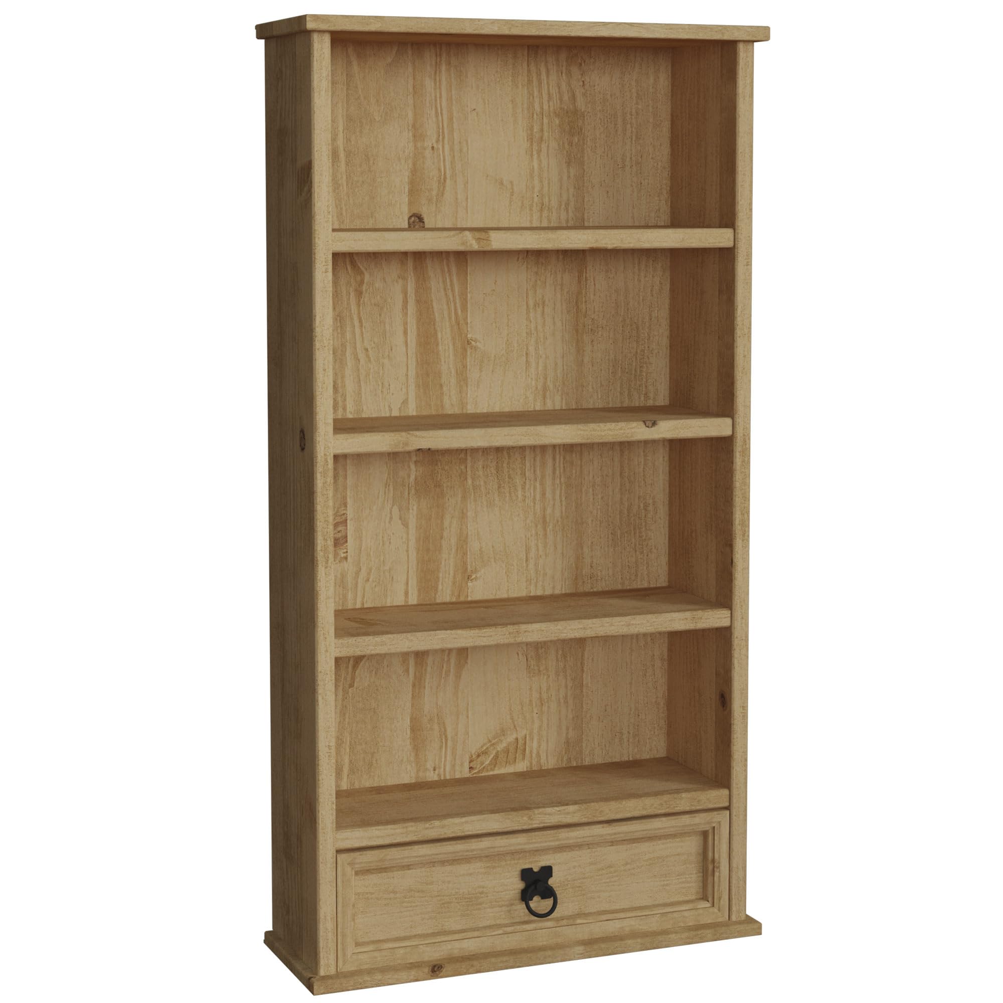 Vida Designs Corona Bookcase - Solid Pine Wood | 1 Drawer | Clear Wax Finish | H 96 x W 50 cm 1