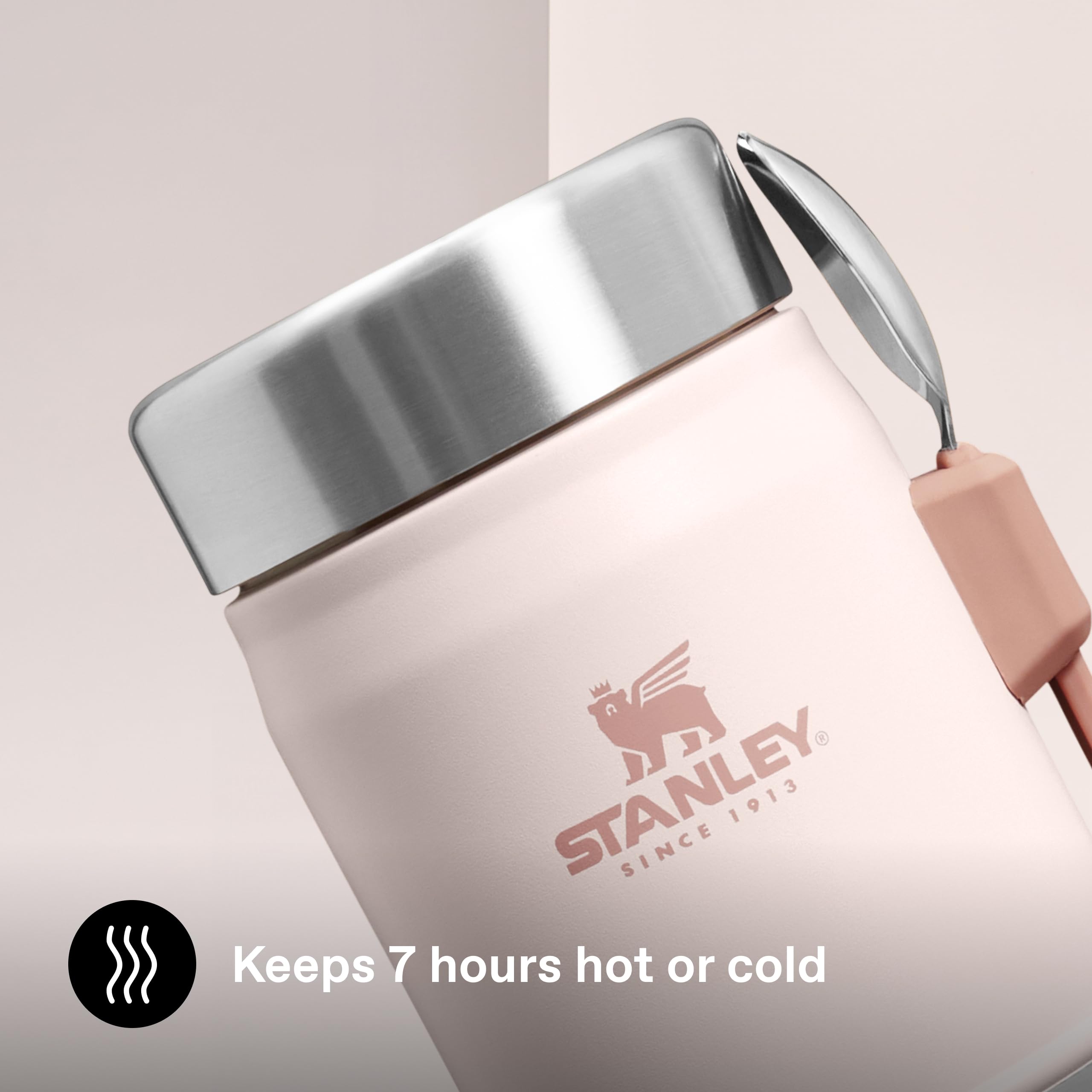 STANLEY 1913 Classic Legendary Food Jar - 0.4L Insulated | Keeps Hot/Cold 7 Hrs | Rose Quartz 4