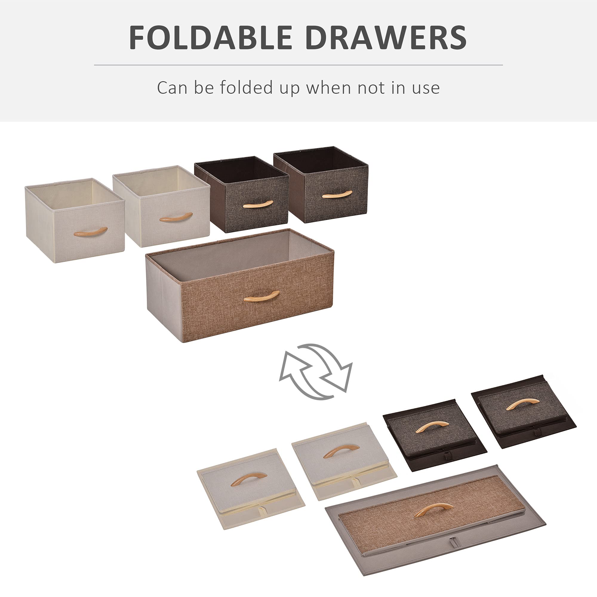 HOMCOM 5-Drawer Fabric Chest of Drawers - Metal Frame | 58H x 87.5W cm | Max Load 38kg 4