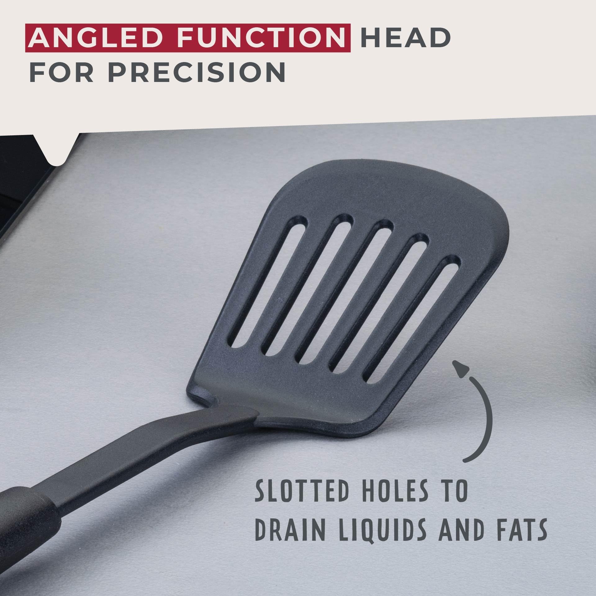 Fackelmann INITIAL Slotted Turner - Heat-Resistant Plastic for Non-Stick Pans | 31.5cm Black 3