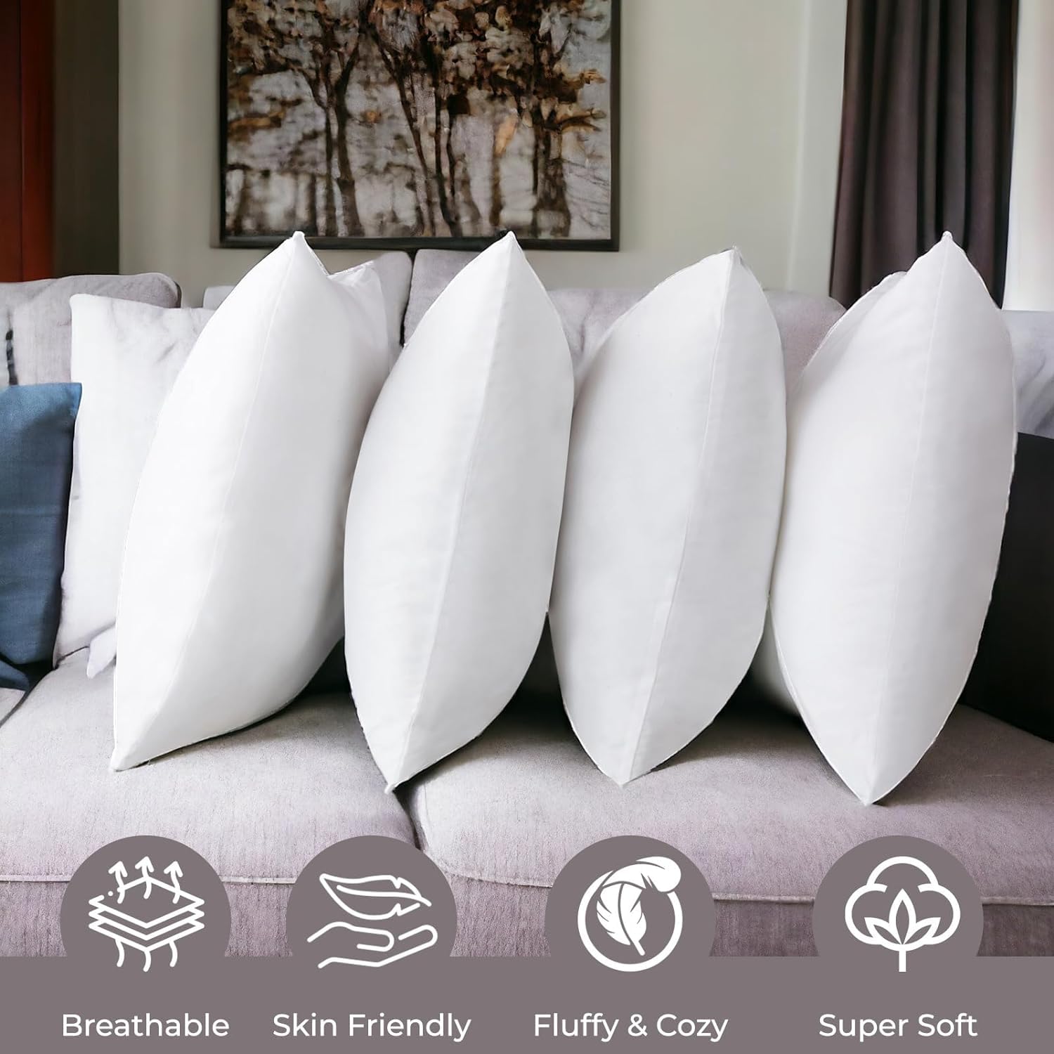 Lifestyle comfort ltd Cushion Inserts - 2 Pack Luxury 18"x18" (45cm x 45cm) Hollow Fibre | Hypoallergenic 3