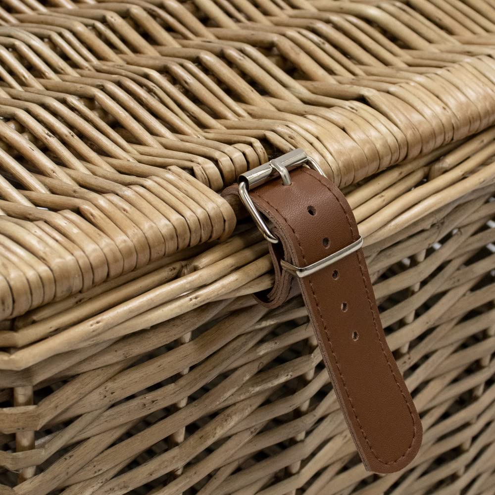 JVL Handmade Buff Wicker Storage Box with Faux Leather Straps | Large | 62L Capacity 3