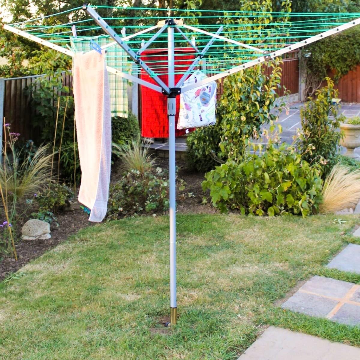 Addis Heavy Duty Metal Ground Spike with 5 Plastic Inserts for Rotary Washing Lines & Poles | 32-50mm 5