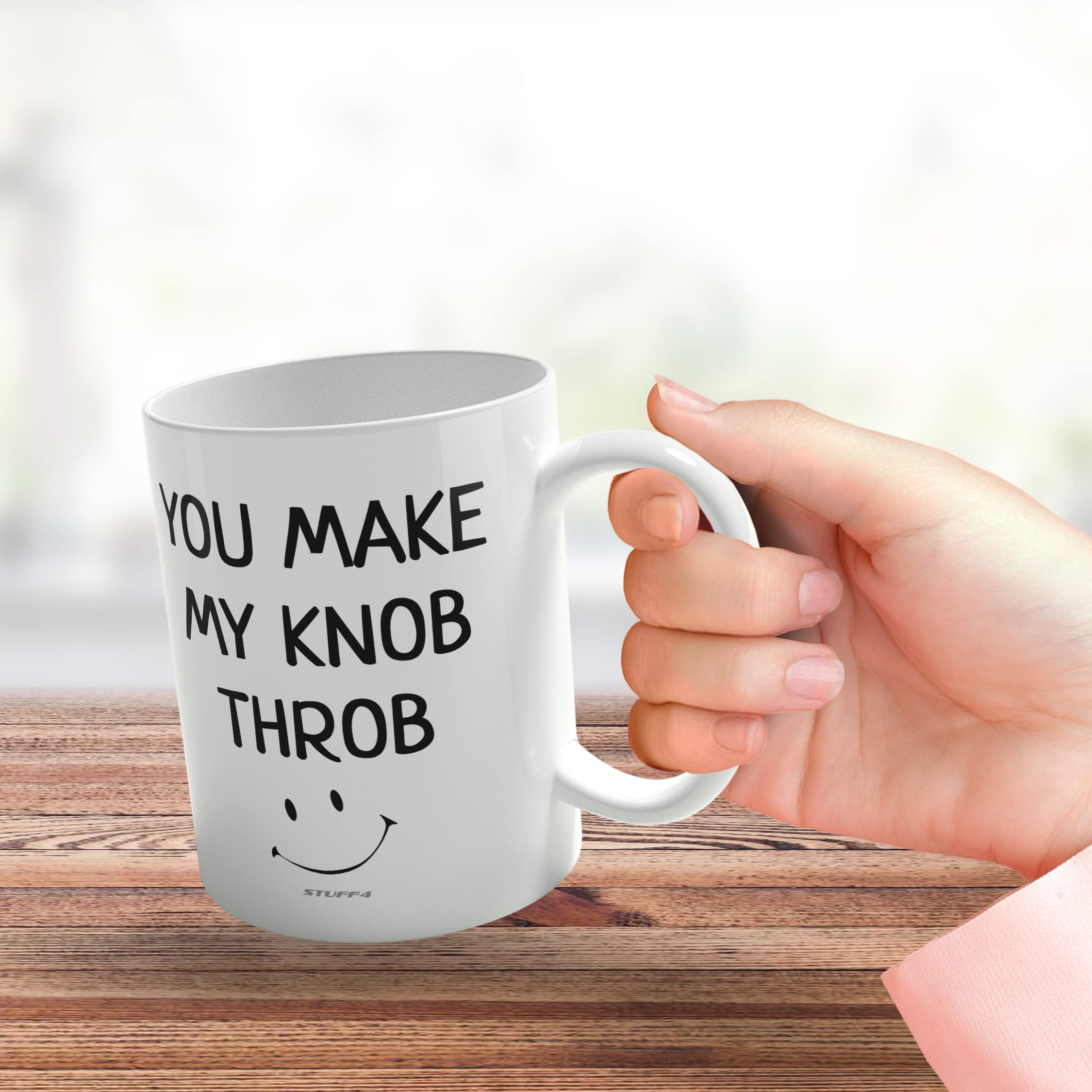 Stuff4 Funny Valentine's Day Coffee Mug - You Make My Knob Throb | 11oz Ceramic | Dishwasher Safe 3