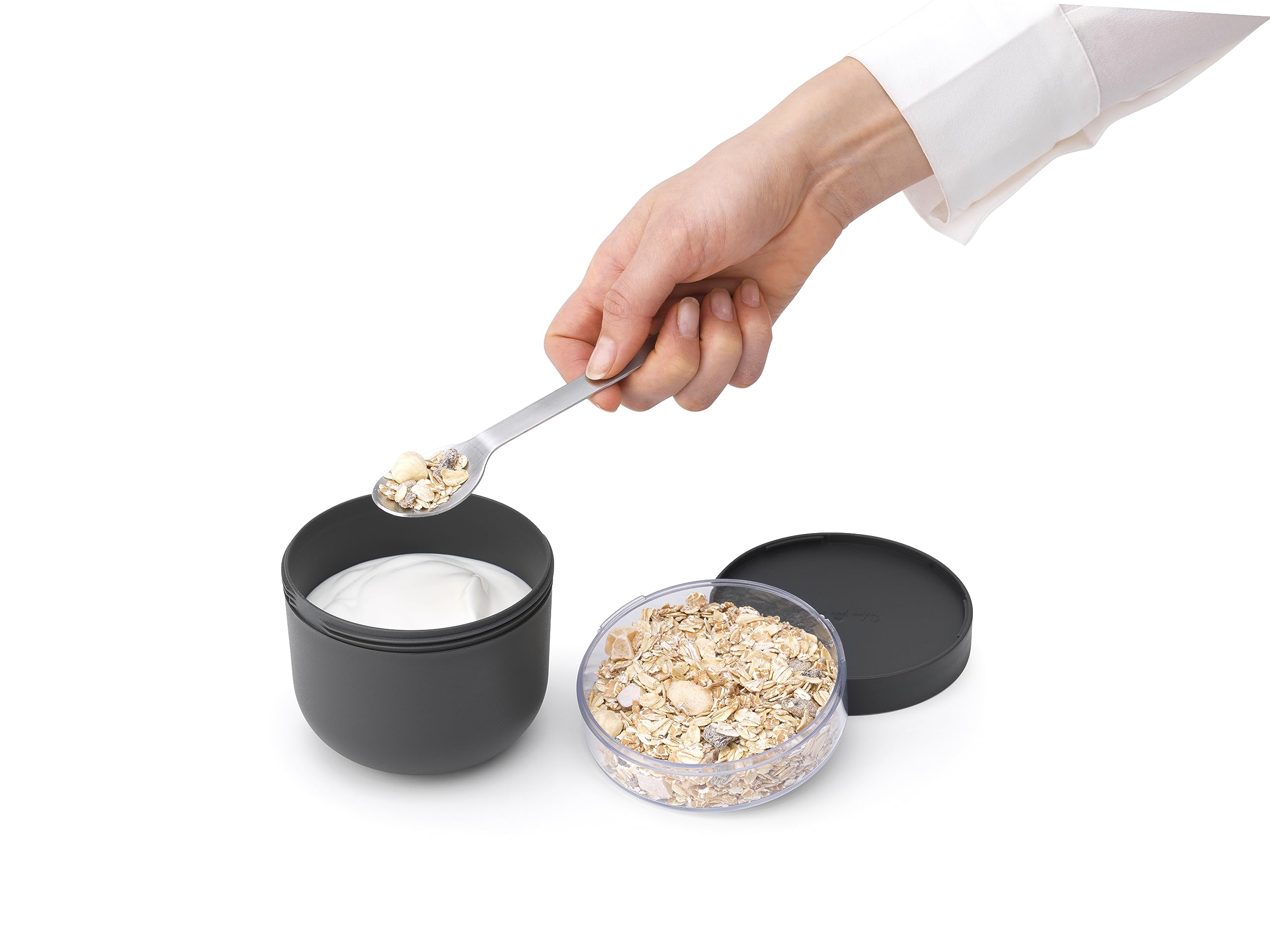 Brabantia Make & Take Breakfast Bowl - 0.5L Capacity, Dark Grey | Leakproof & Microwave Safe 4