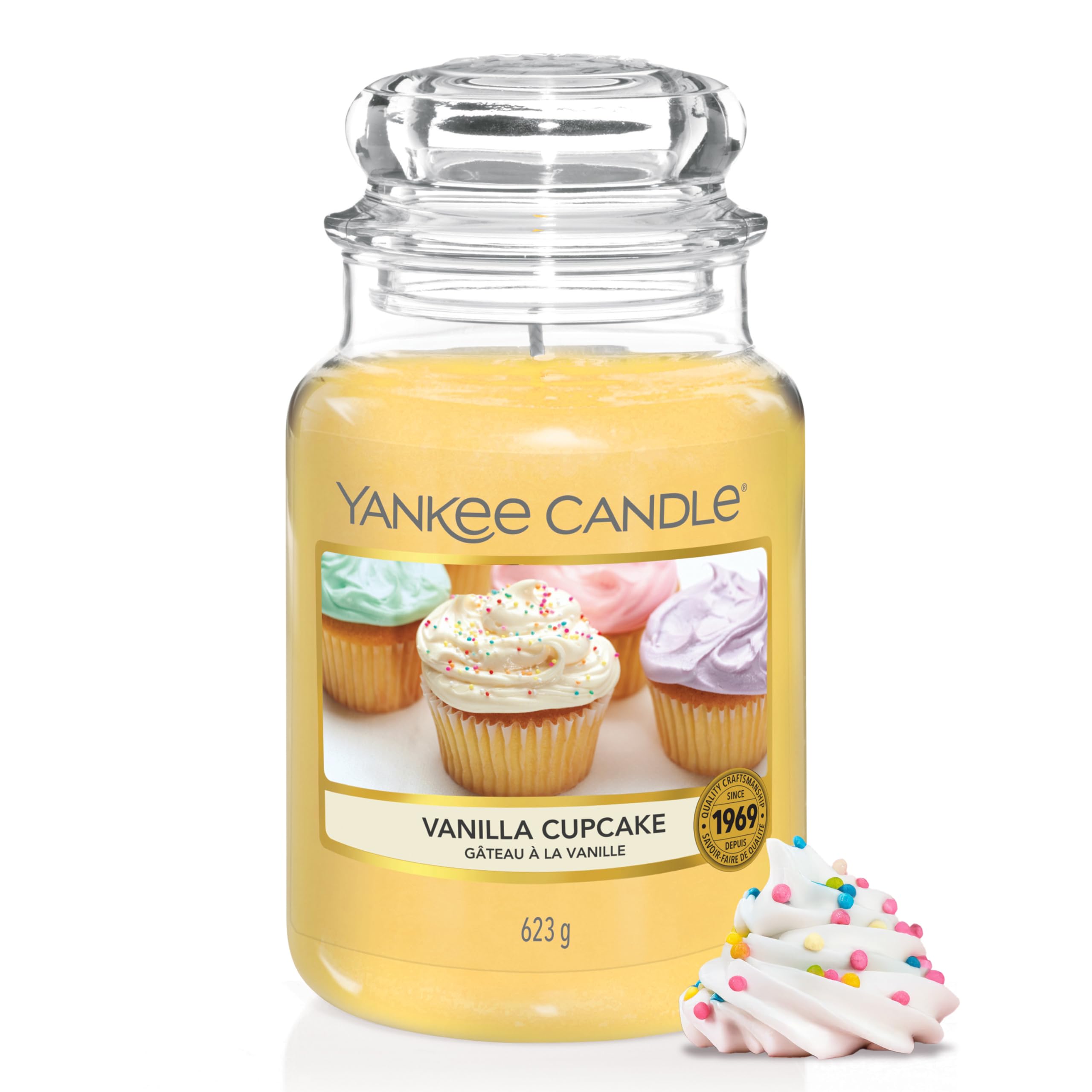 Yankee Candle Vanilla Cupcake Large Jar Scented Candle | Up to 150 Hours Burn Time | 620g 1