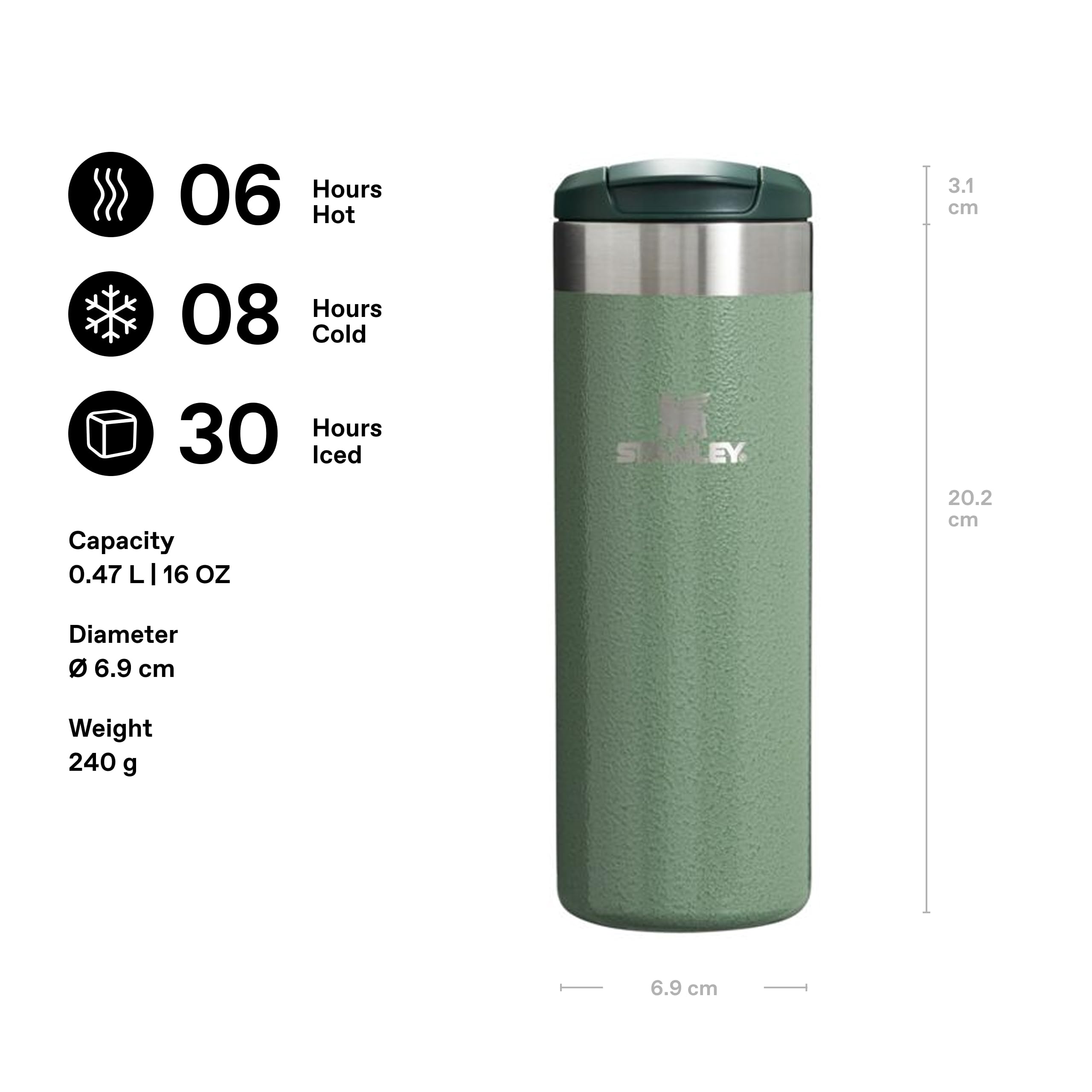 STANLEY Aerolight Transit Travel Mug 0.47L - 6 Hours Hot, 8 Hours Cold | Leakproof | Dishwasher Safe