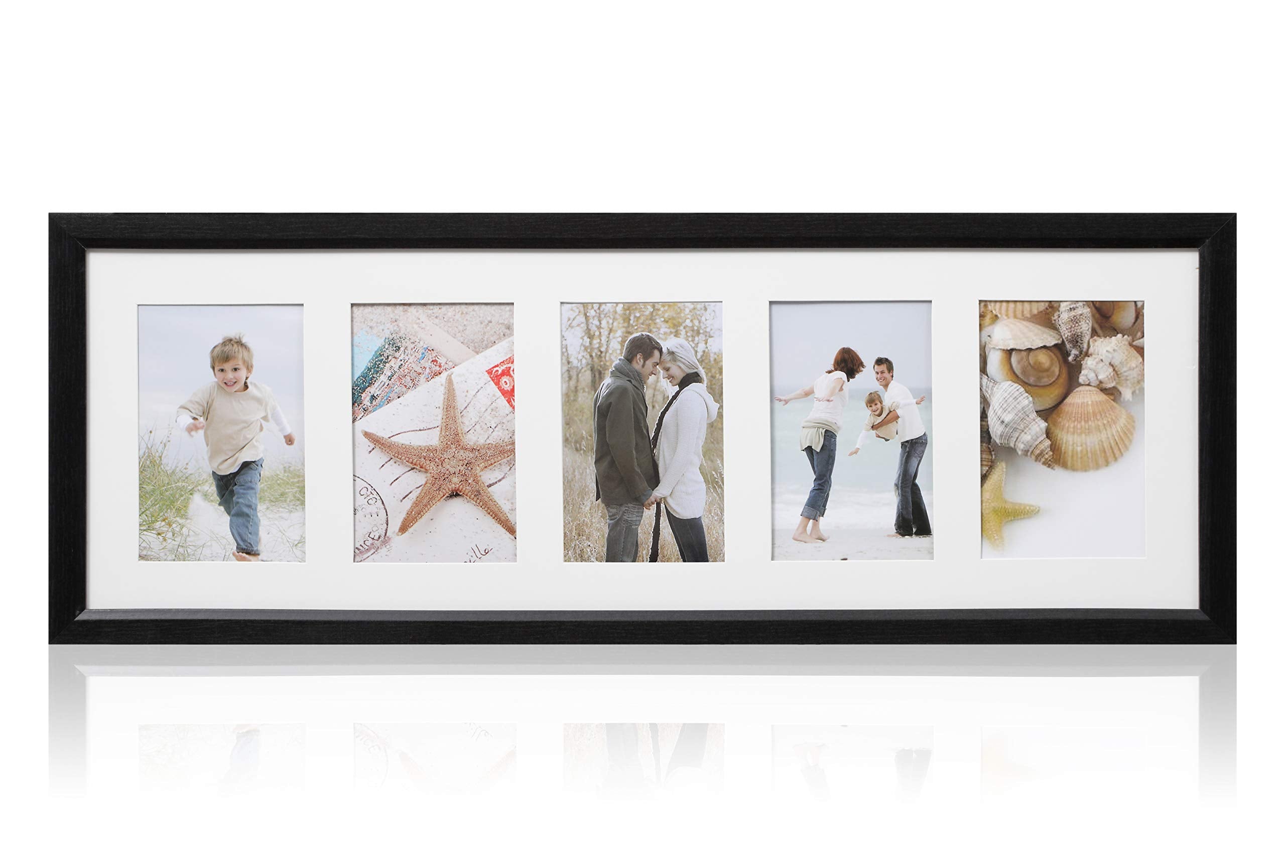 ARPAN MDF Multi Photo Frame - 5 Aperture Black Wall & Tabletop Display | Holds 6"x4" Photos 1