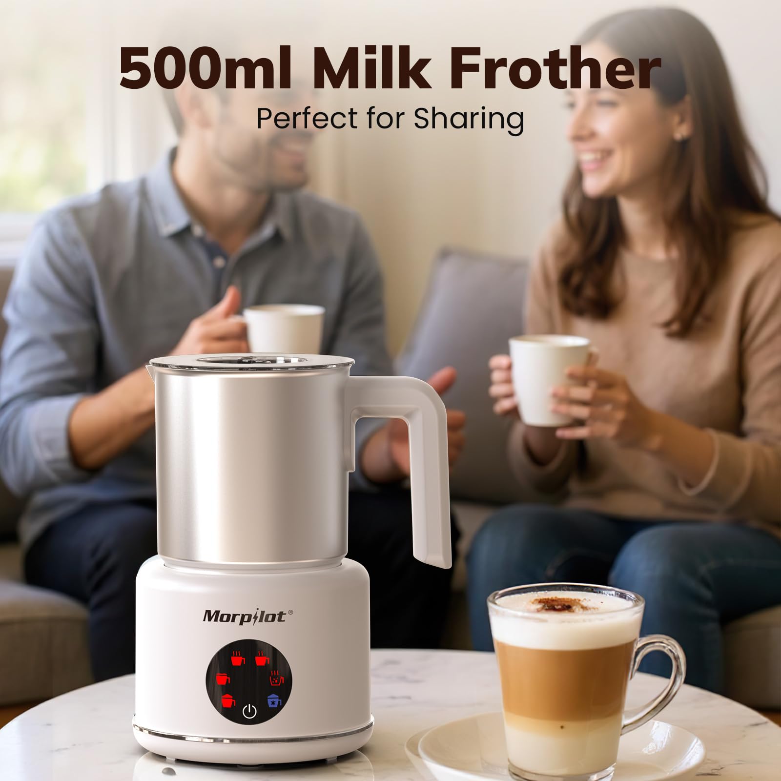 morpilot Automatic Milk Frother - 6-in-1 Functions, 500ML Capacity, Stainless Steel | White 7