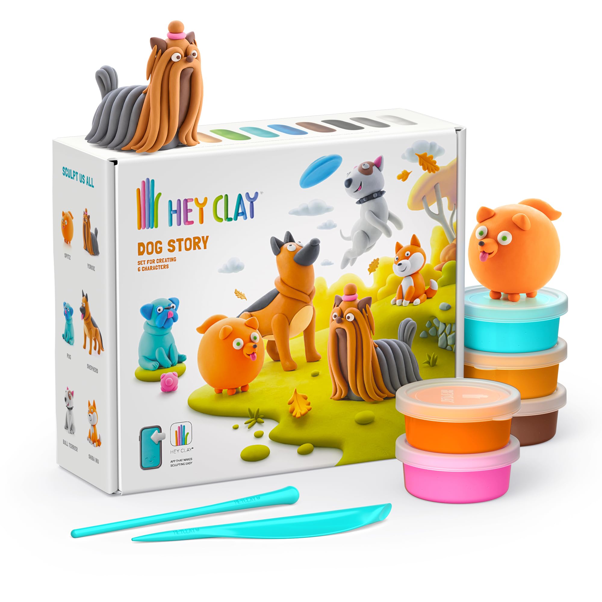 HEY CLAY Dog Story Modeling Clay Set - 15 Cans, Air Drying, Non-Toxic | Ages 3+ 1