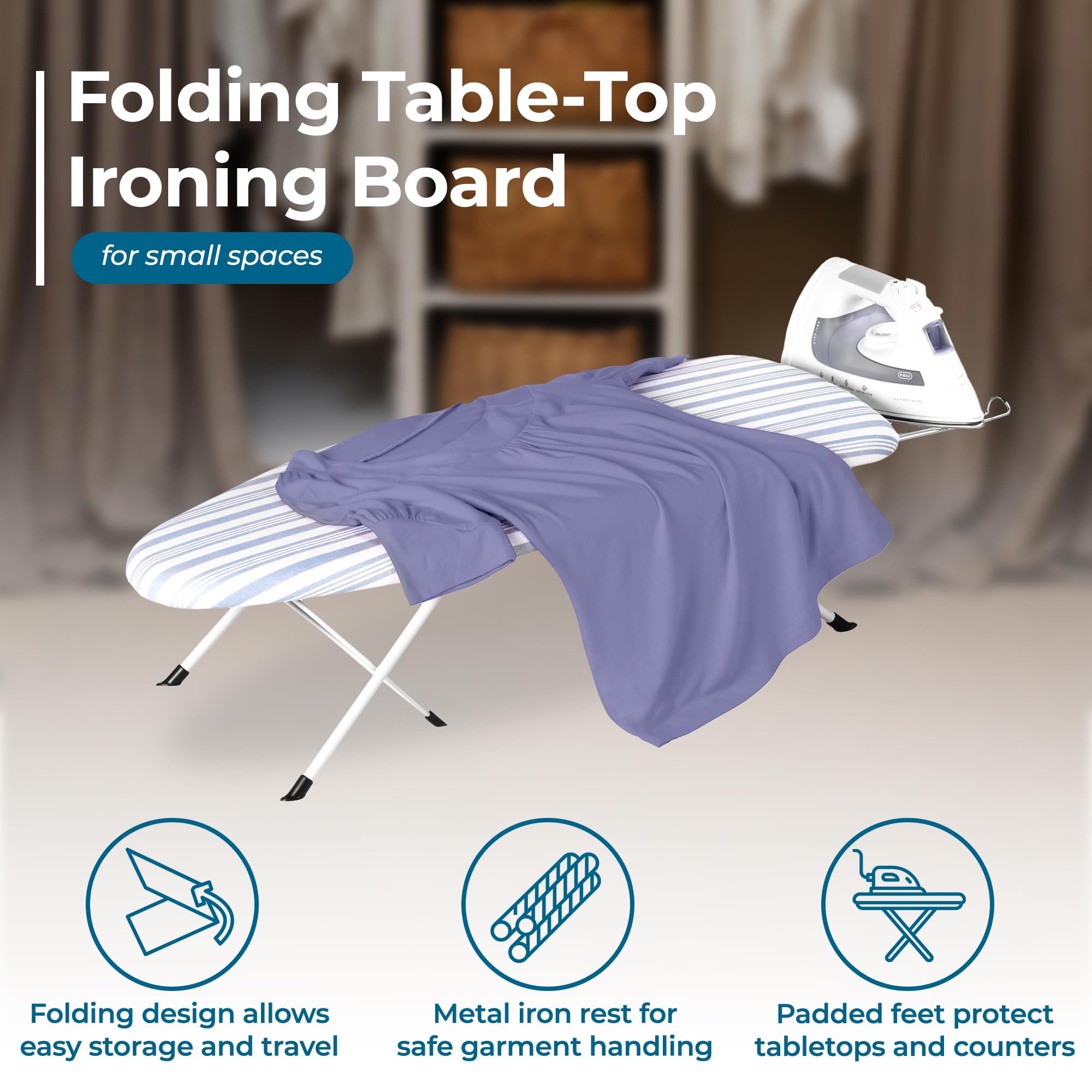 Honey Can Do Folding Tabletop Ironing Board with Iron Rest | Compact & Portable | Metal Construction 7