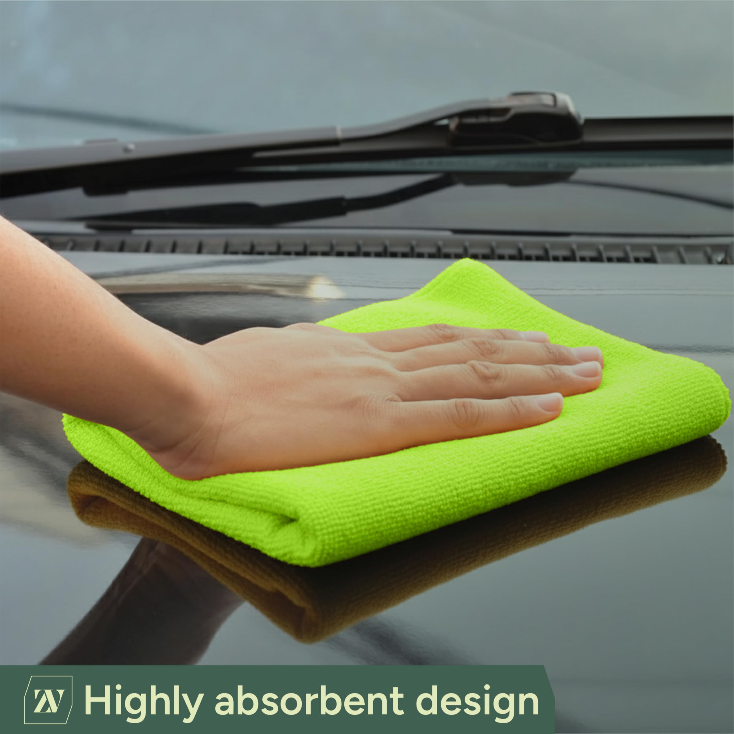 Zuvo Microfiber Cloths - Pack of 12, 32x32 cm, Ultra-Soft, Highly Absorbent, Green 6