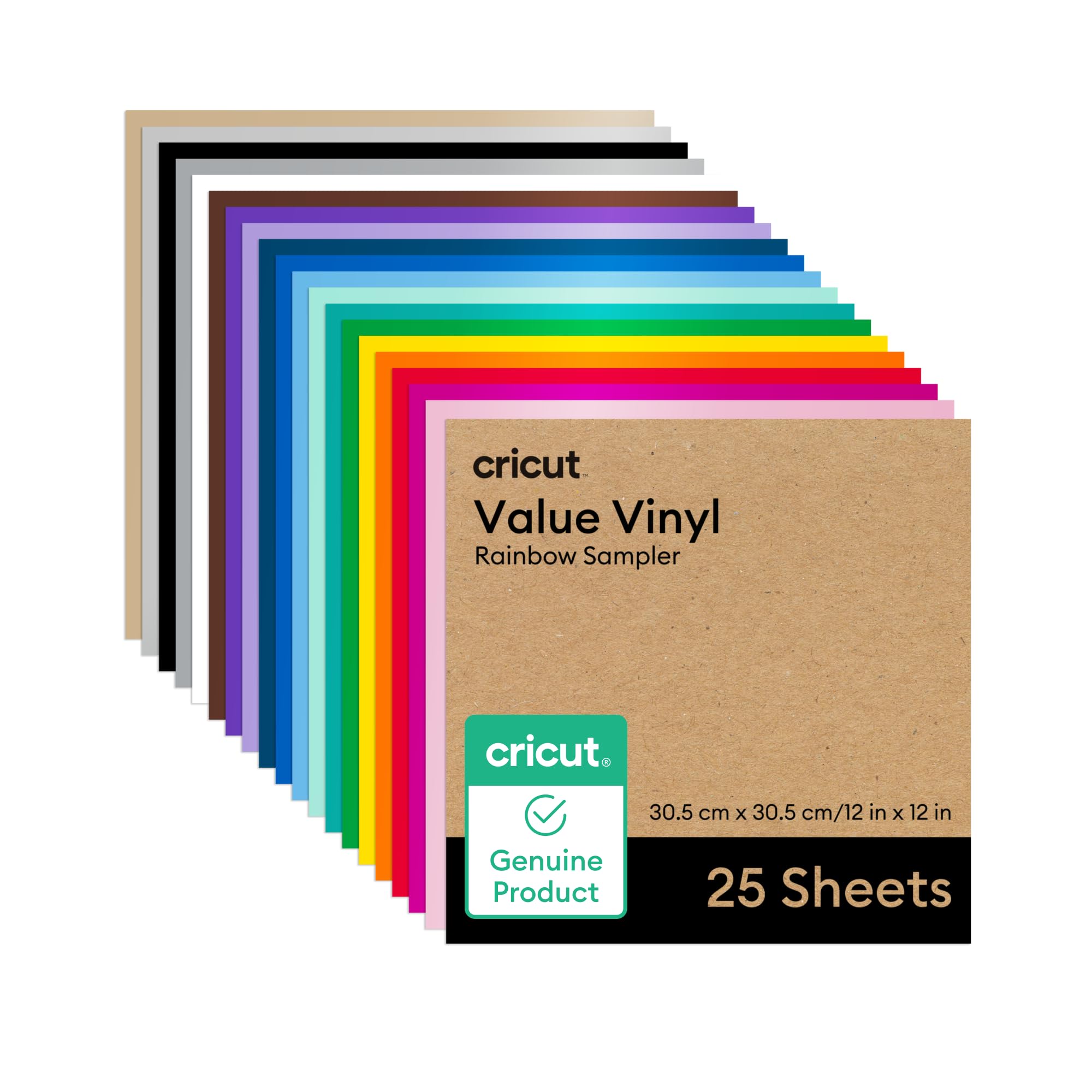 Cricut Value Vinyl - Permanent Adhesive Sheets | 25 Pack, 30.5 cm x 30.5 cm | Assorted Colors 1