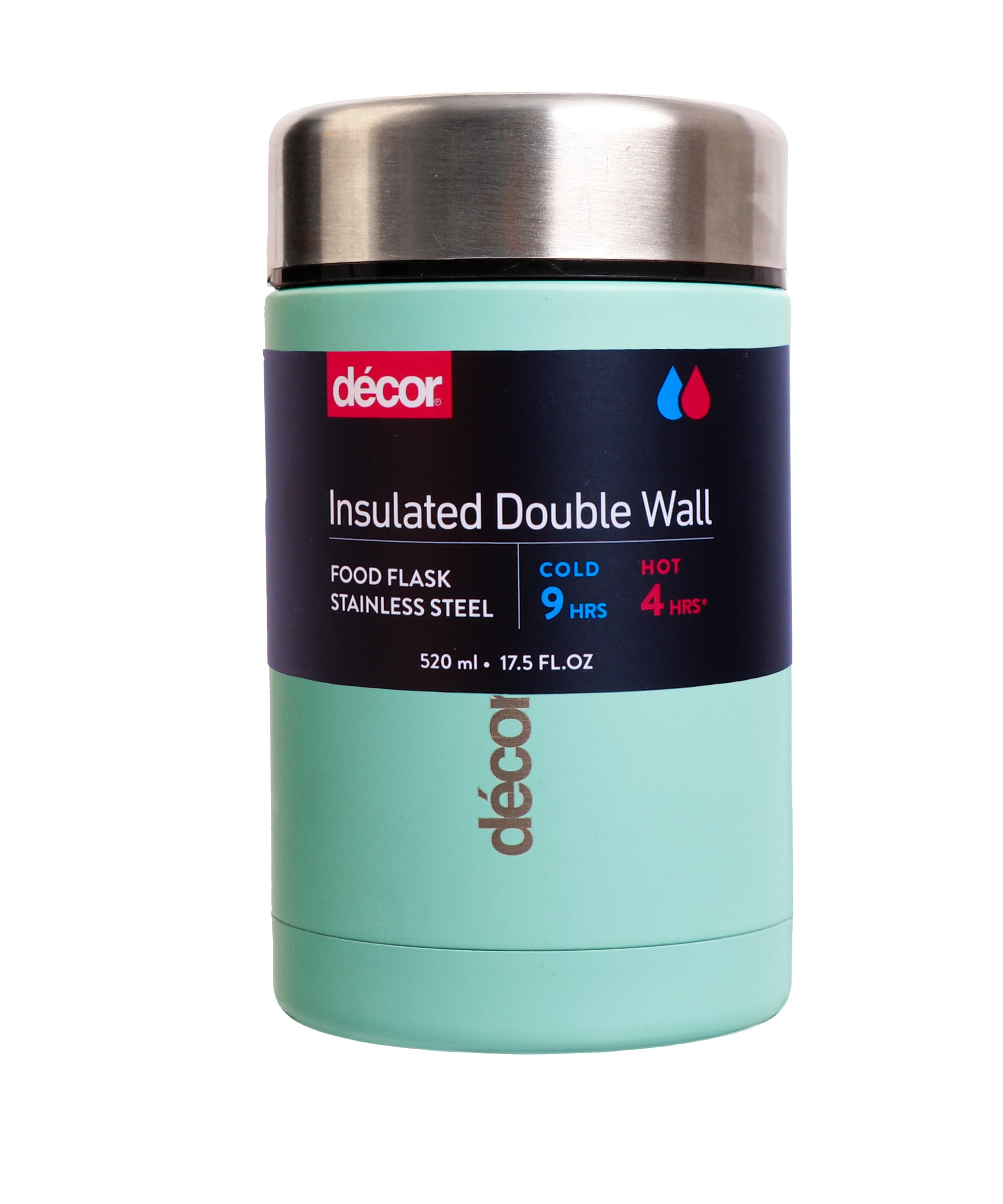 Décor Vacuum Insulated Food Flask - Stainless Steel | 520ml Capacity | Sage Green