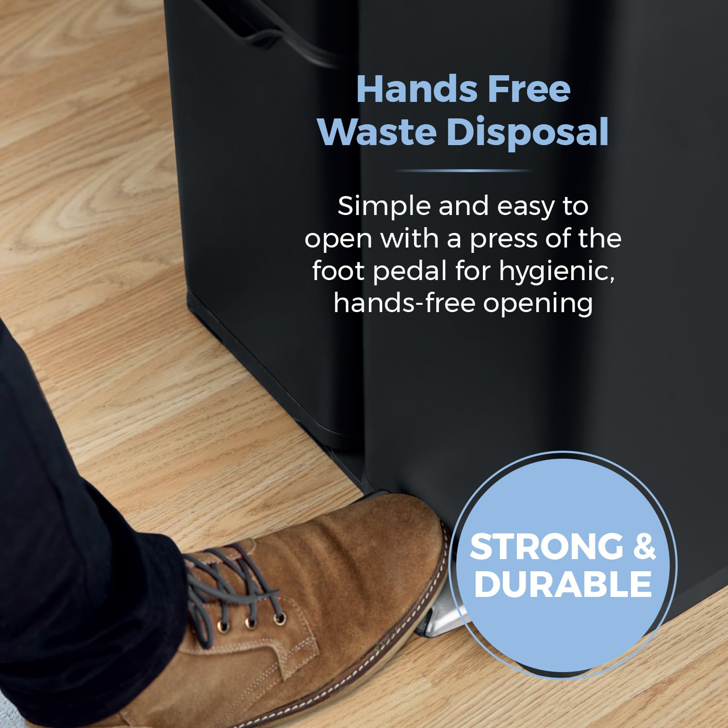 Tower Recycling Pedal Bin - 60L Capacity | 3 Compartments | Carbon Steel 4