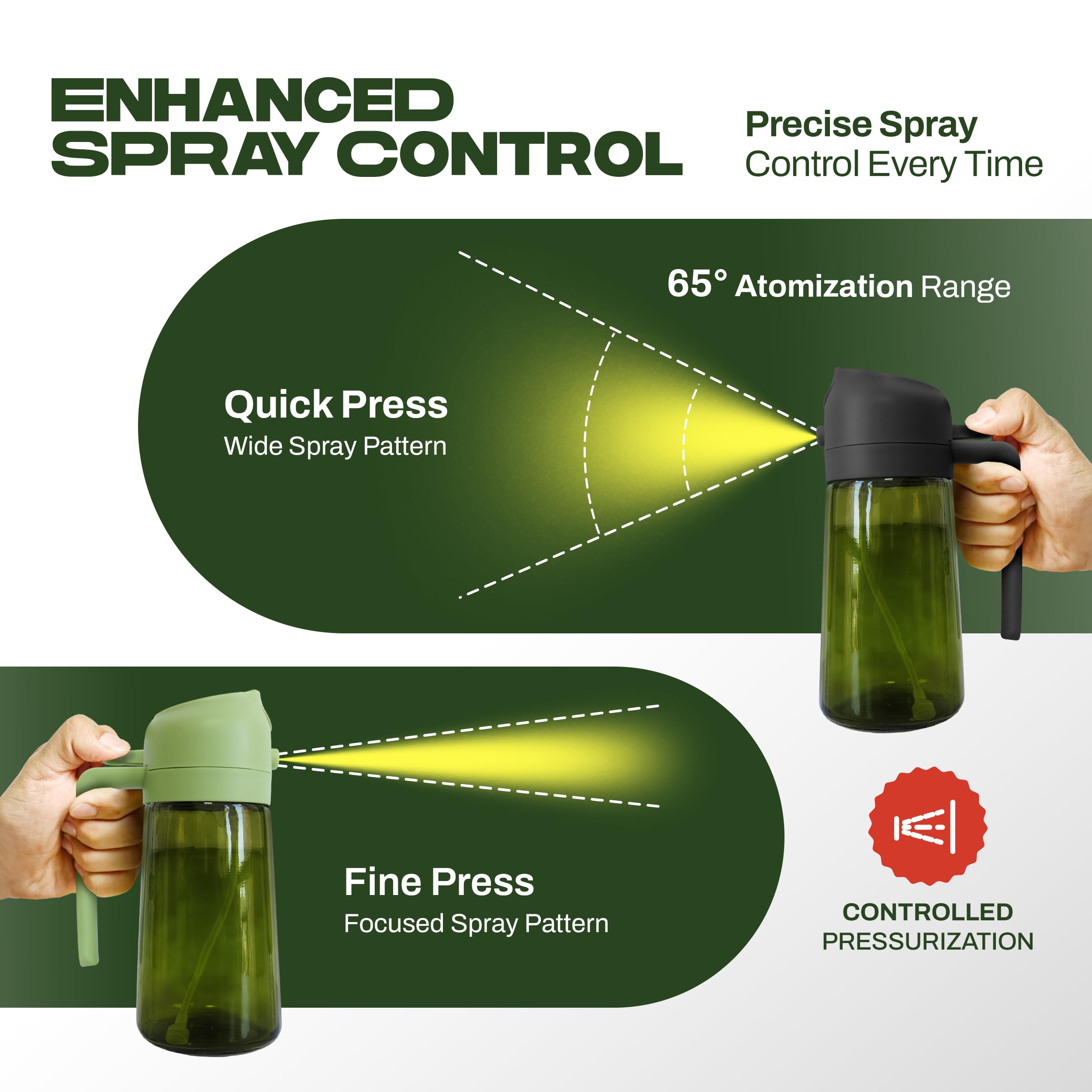 PORTENTUM Olive Oil Spray Bottle for Cooking - 470 ml | 2 in 1 Spray & Pour | Green Glass 9