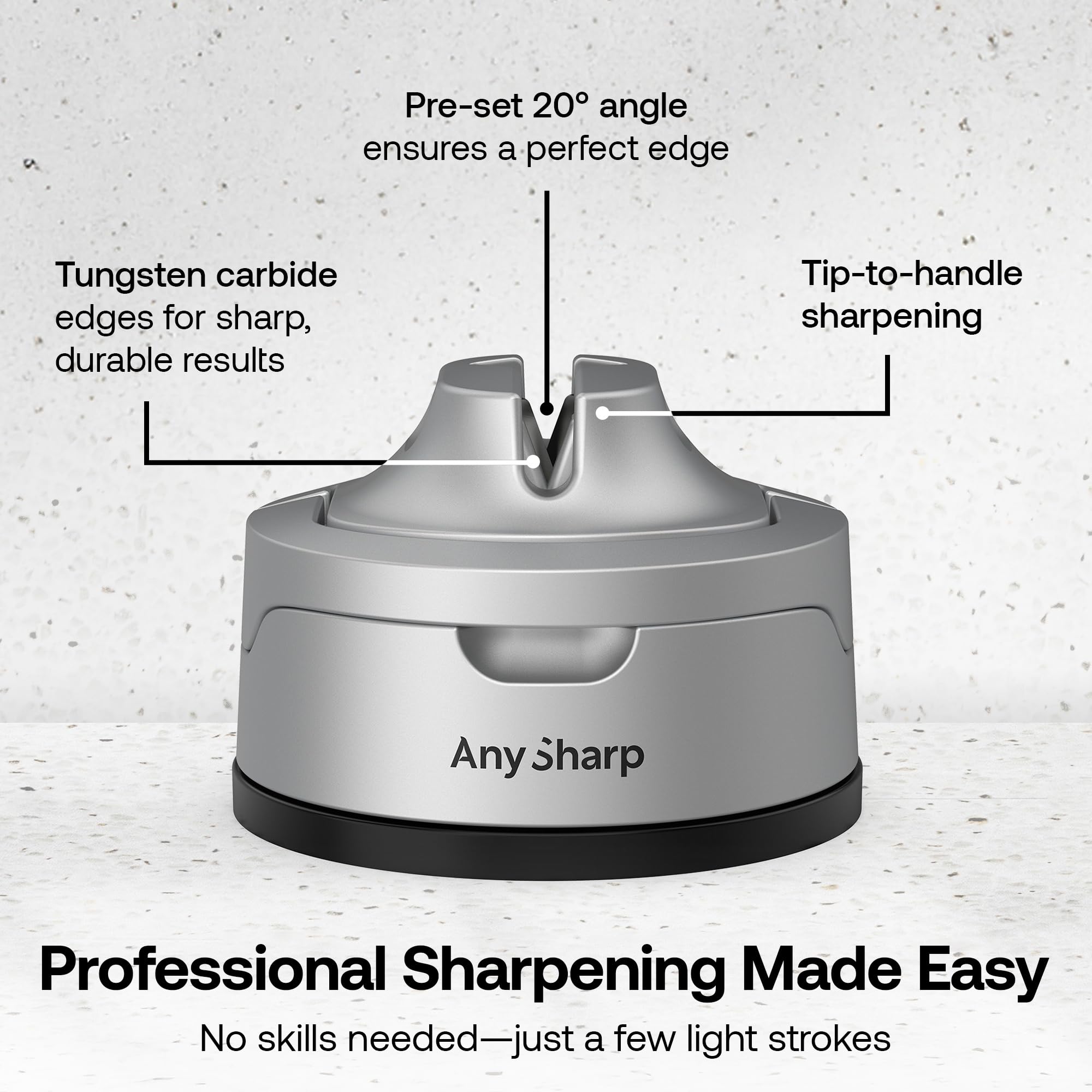 AnySharp Evo Knife Sharpener - Hands-Free Suction Base | Tungsten Carbide Edges | 2-Year Warranty 3