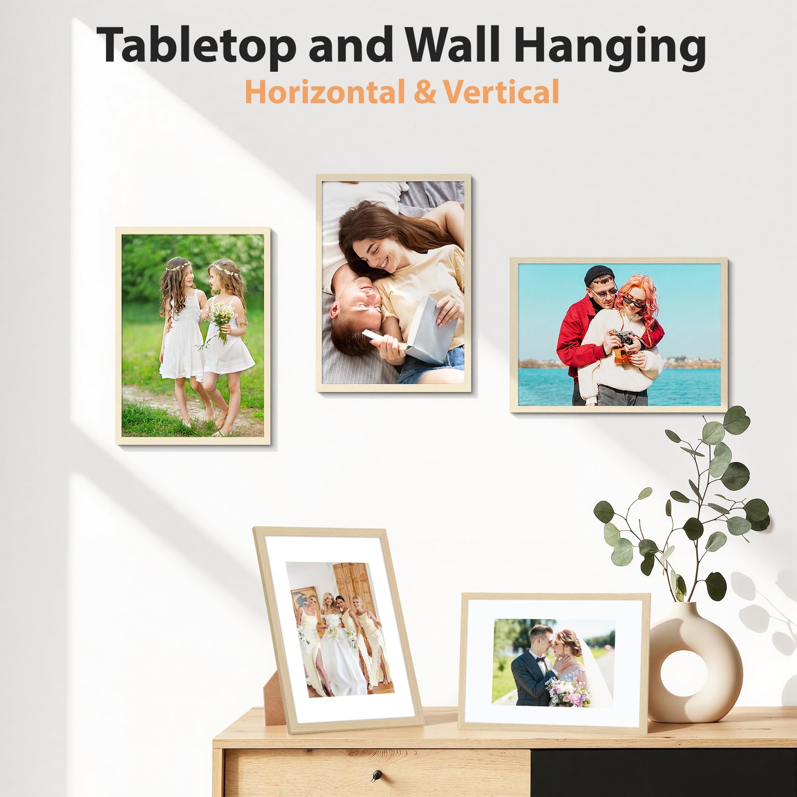 Alyvisun A4 Picture Frames (4 Pack) - Wood Grain Finish | Dual Display Sizes | Easy Installation 4