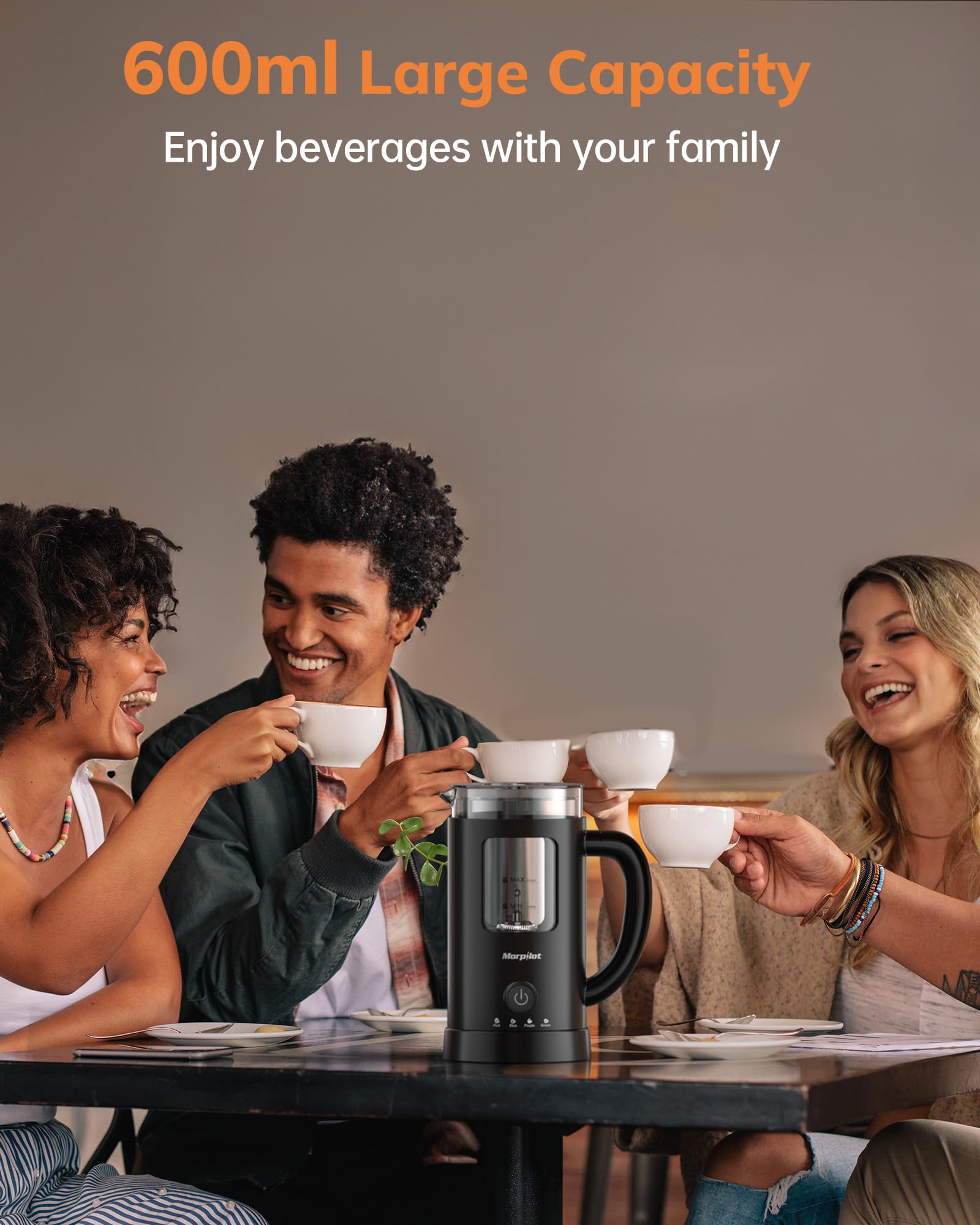 morpilot Automatic Milk Frother - 4-in-1 Functions | 600ML Capacity | Visual Glass Body 6