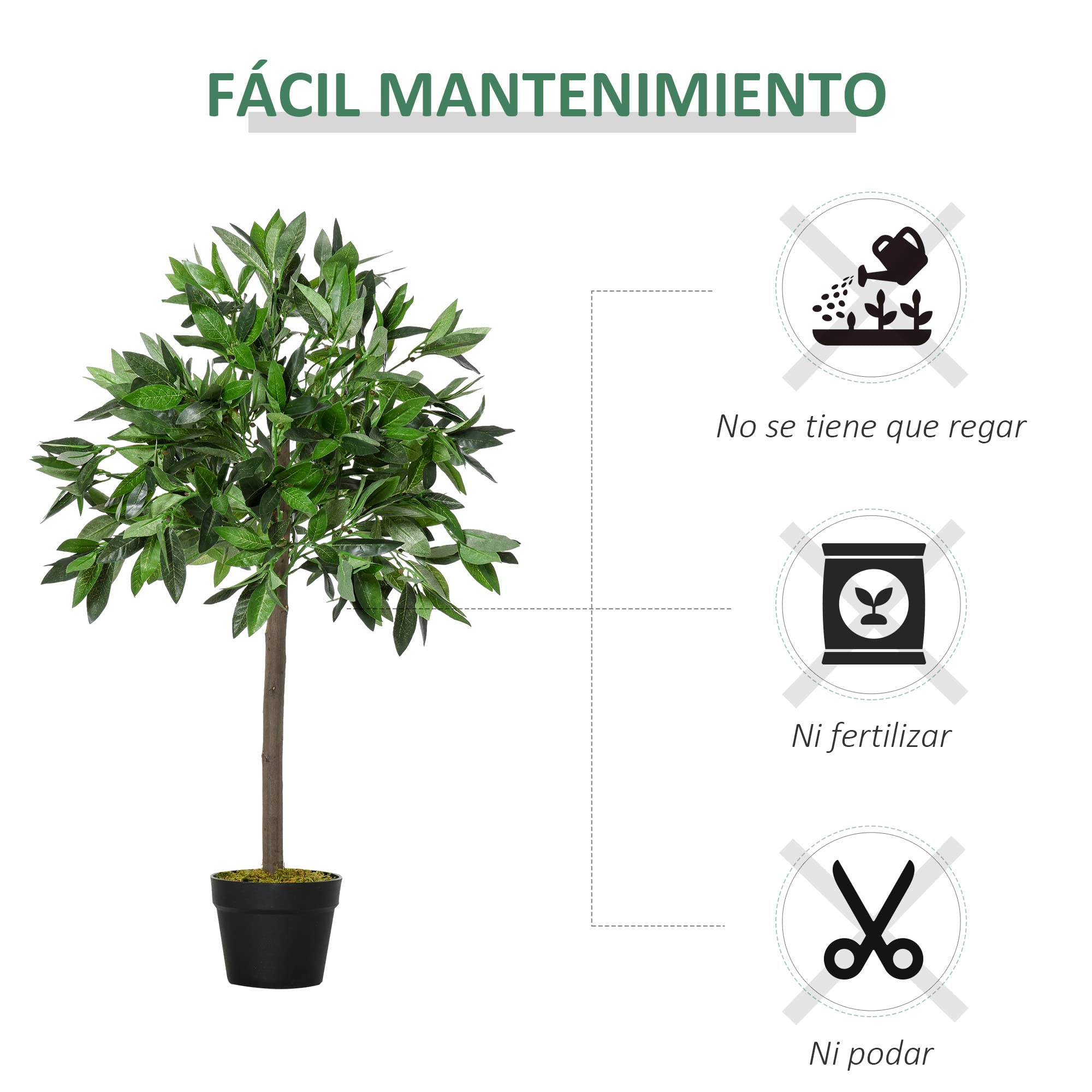 Outsunny Artificial Bay Laurel Topiary Trees w/Pot, Set of 2 | 90cm Height | Weather Resistant 5