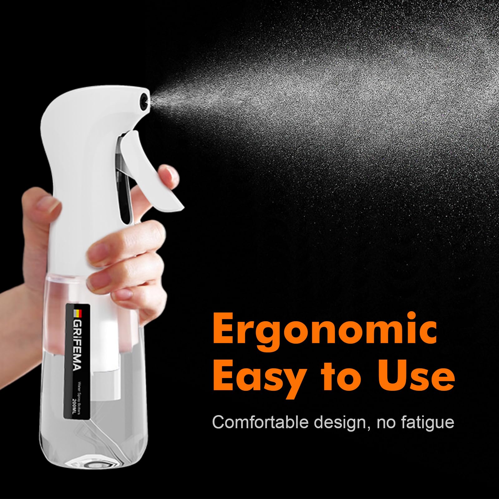 GRIFEMA 200ml White Spray Bottle - Fine Mist Sprayer for Hair, Face, Plants | Leak Proof 3