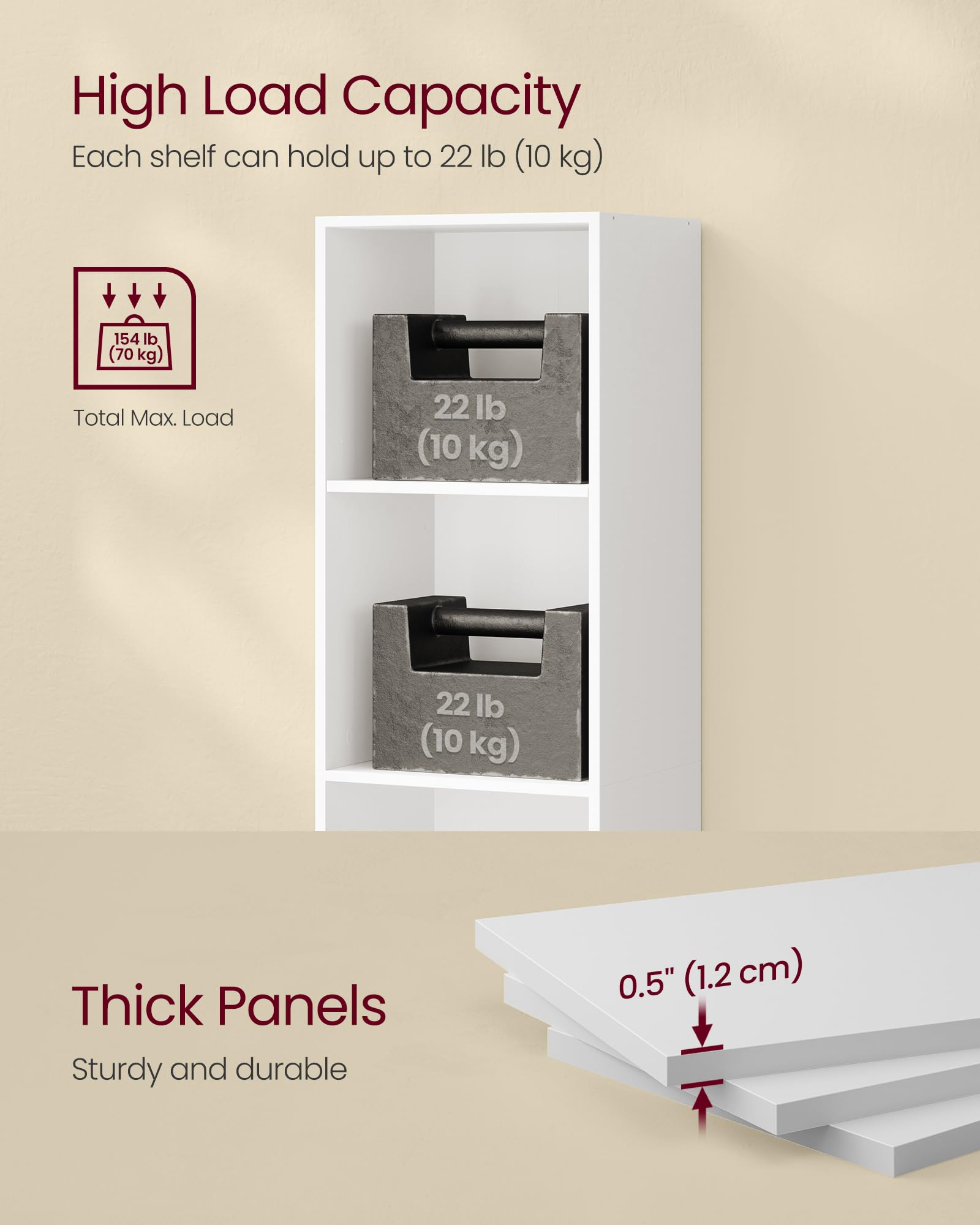 VASAGLE Bookcase - 6-Tier Open Storage Shelf | Cloud White | 24 x 160.7 cm 7