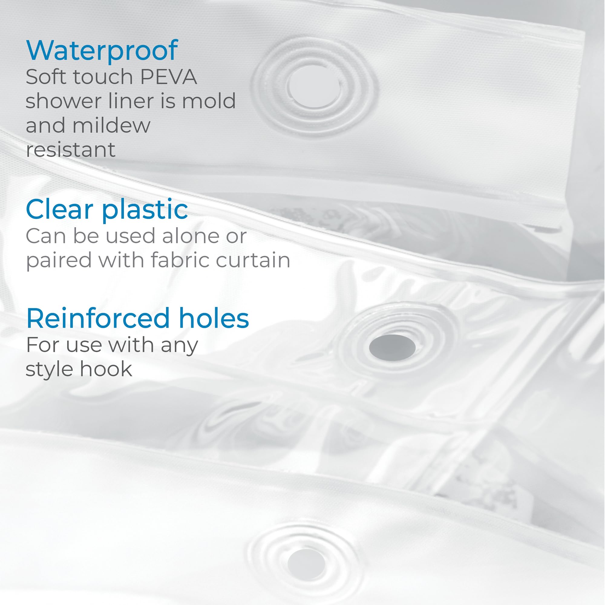 InterDesign Clear Shower Curtain Liner - Mold Proof PEVA | 183 cm x 183 cm | Odorless 3