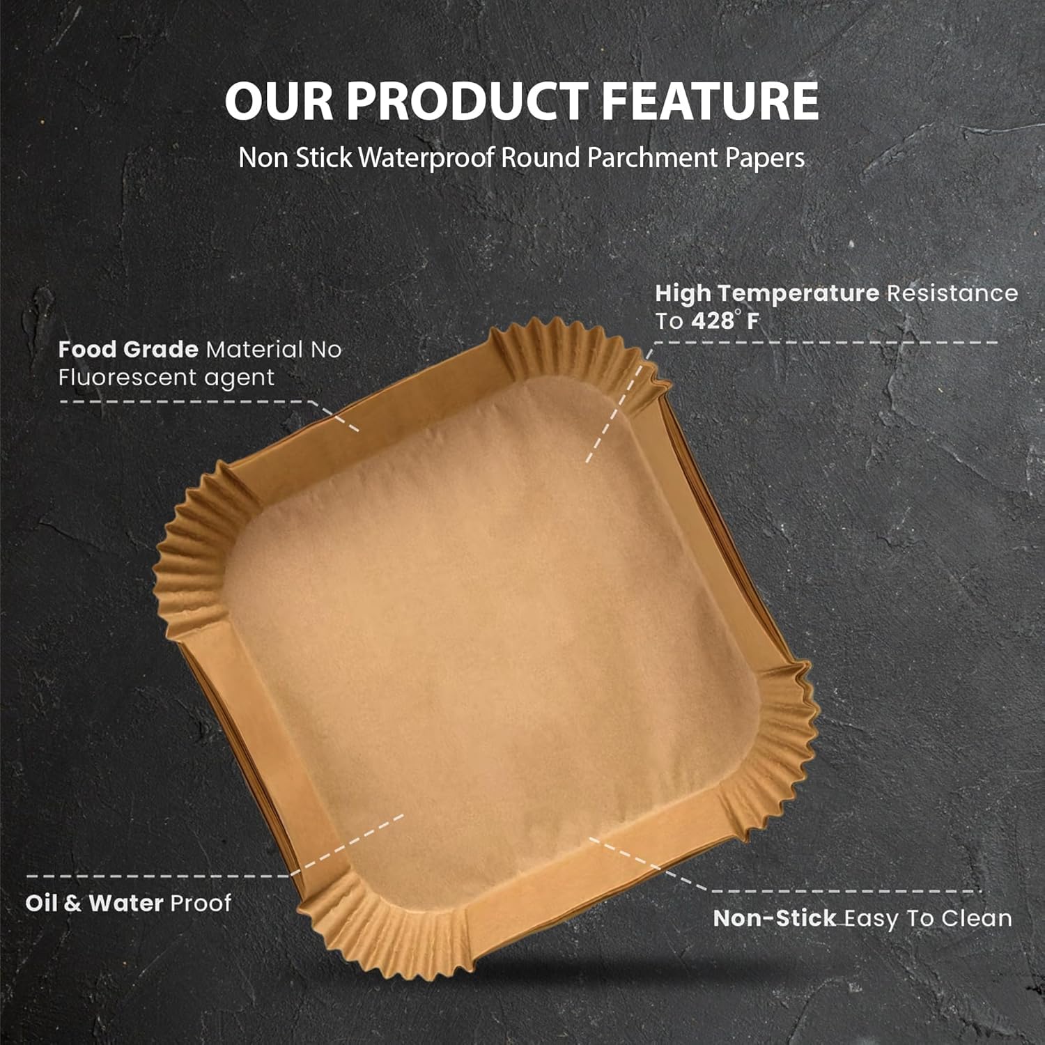 Roe Tenpo Air Fryer Liners - 100 Pcs Disposable Non-Stick Parchment Paper for Ninja, COSORI, Tefal | 6.3 Inch Square 5