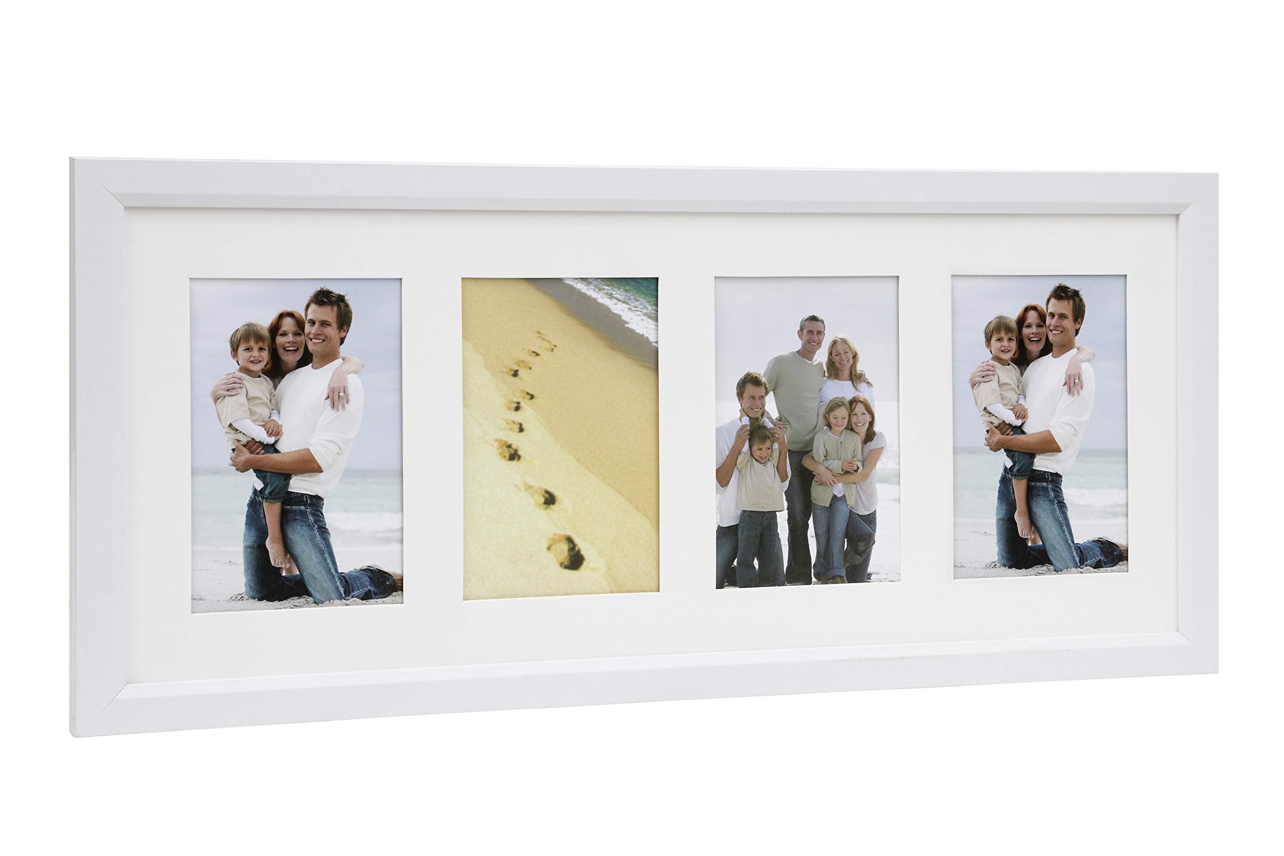 ARPAN 4 Aperture Multi-Photo Picture Frame | White Plastic | Wall or Tabletop Display 4