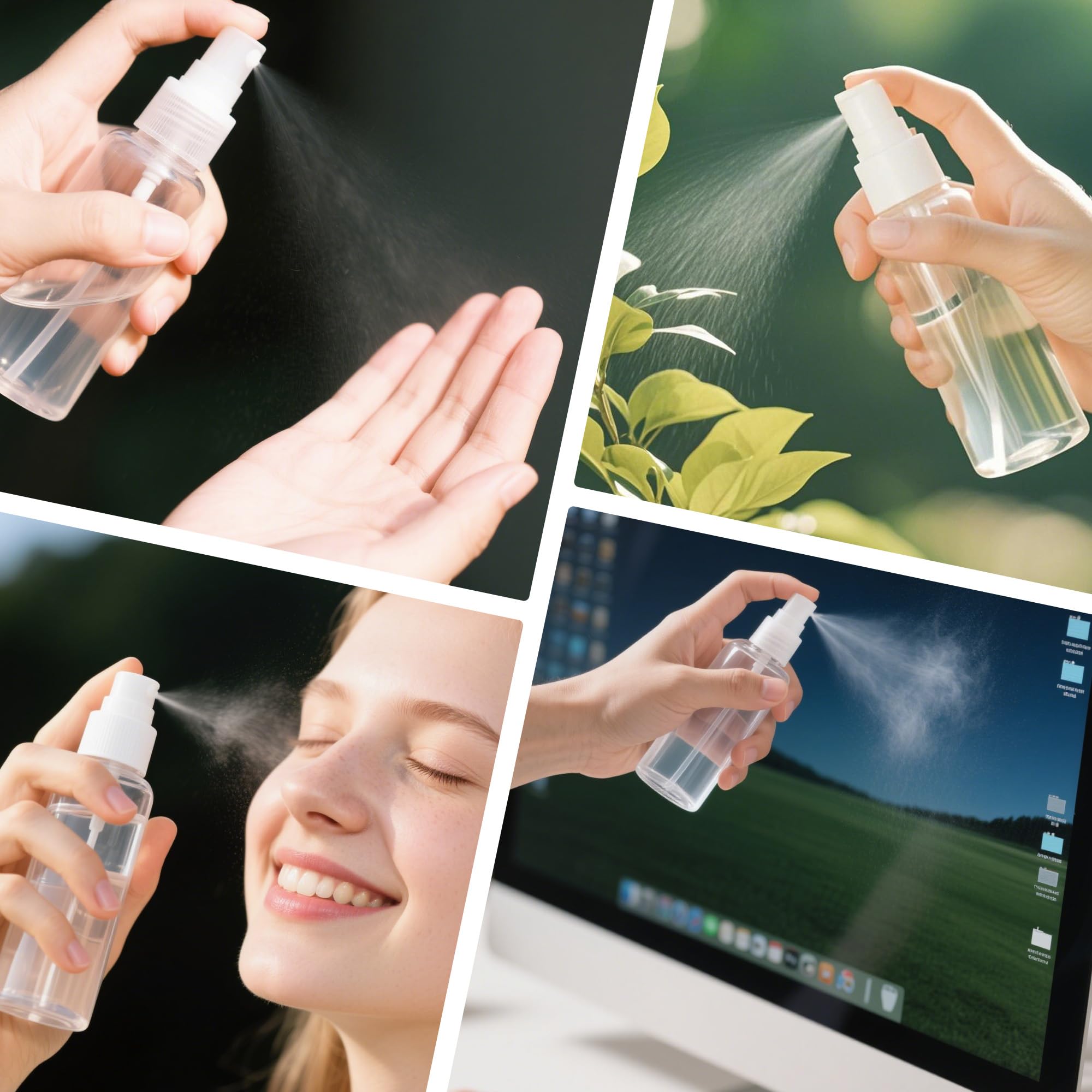 Vonsera 10-Pack 100ml Clear Travel Spray Bottles - Refillable Plastic Mist Atomizers 8