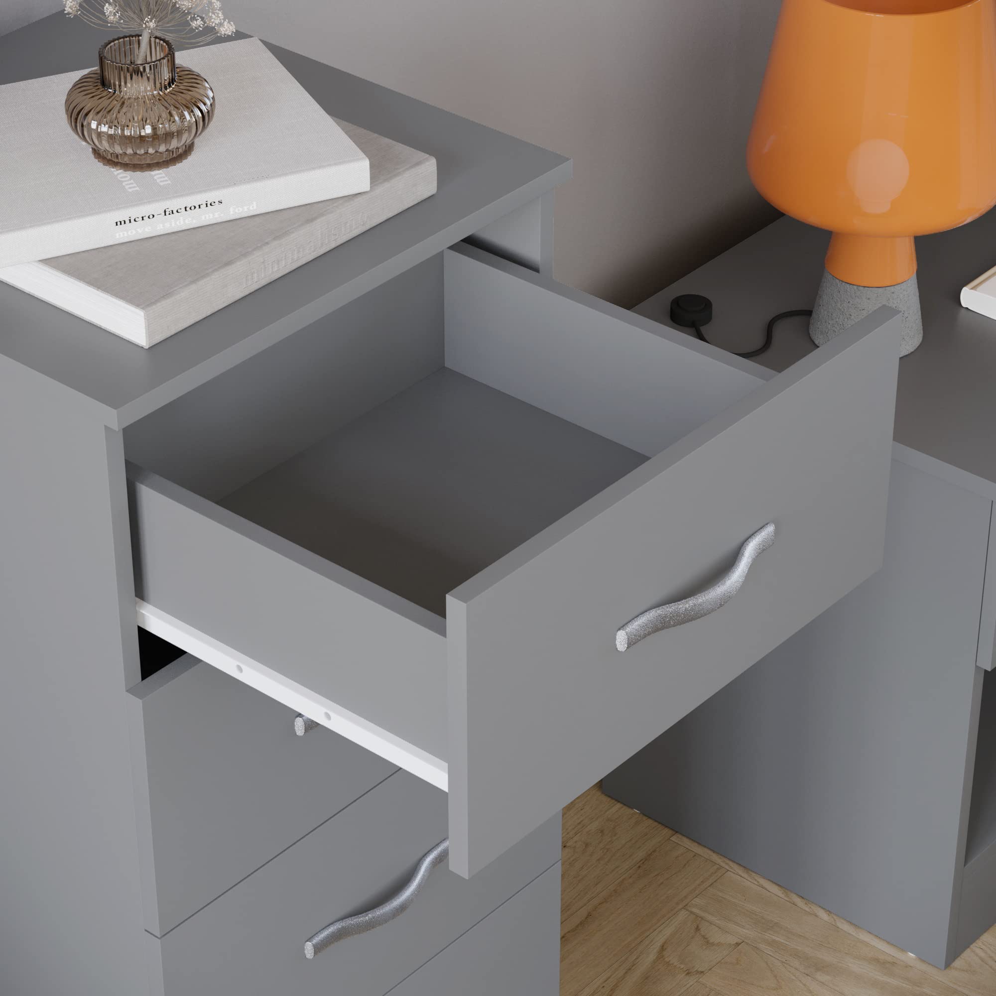 Vida Designs Riano 5 Drawer Narrow Chest - Engineered Wood Storage | Grey | 34.5W x 90H cm 4