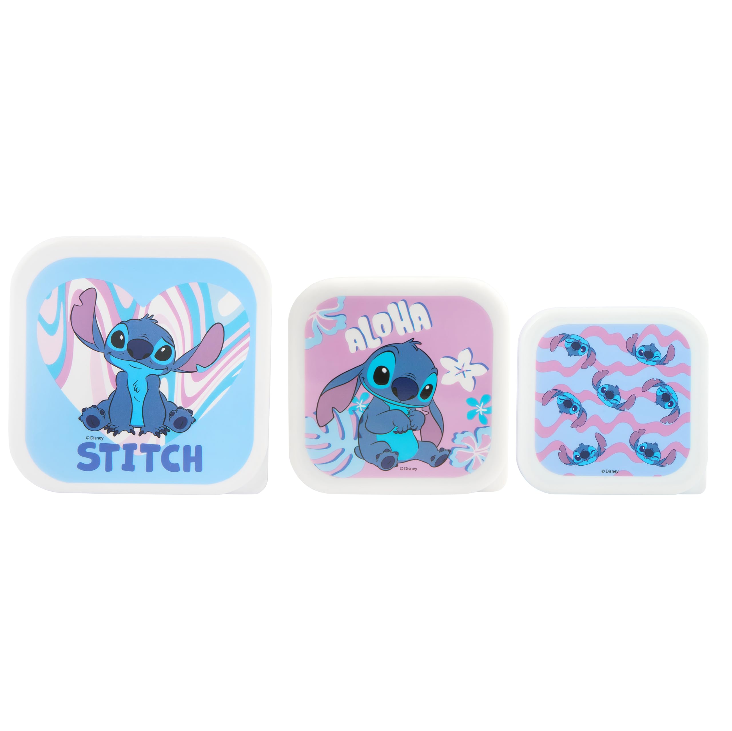 Disney Stitch Stackable Lunch Boxes Set of 3 | Durable Polypropylene | Blue & Purple 2