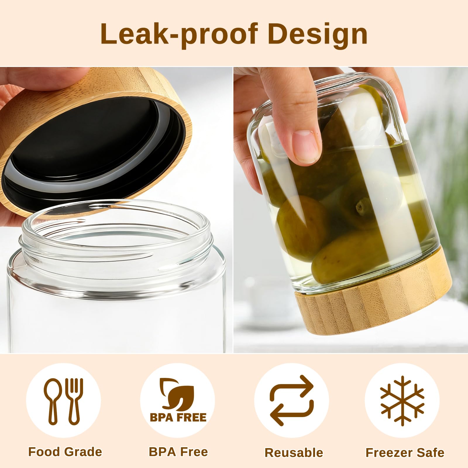 MOXYOY Overnight Oats Jars with Lids - 4 Pack Glass Containers, Airtight & Leakproof | 500ml 4