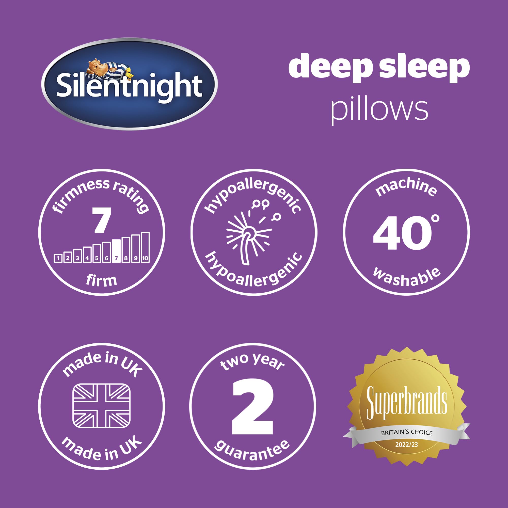 Silentnight Deep Sleep Firm Pillows - Firm Support for Side Sleepers | Microfibre | Pack of 4 7