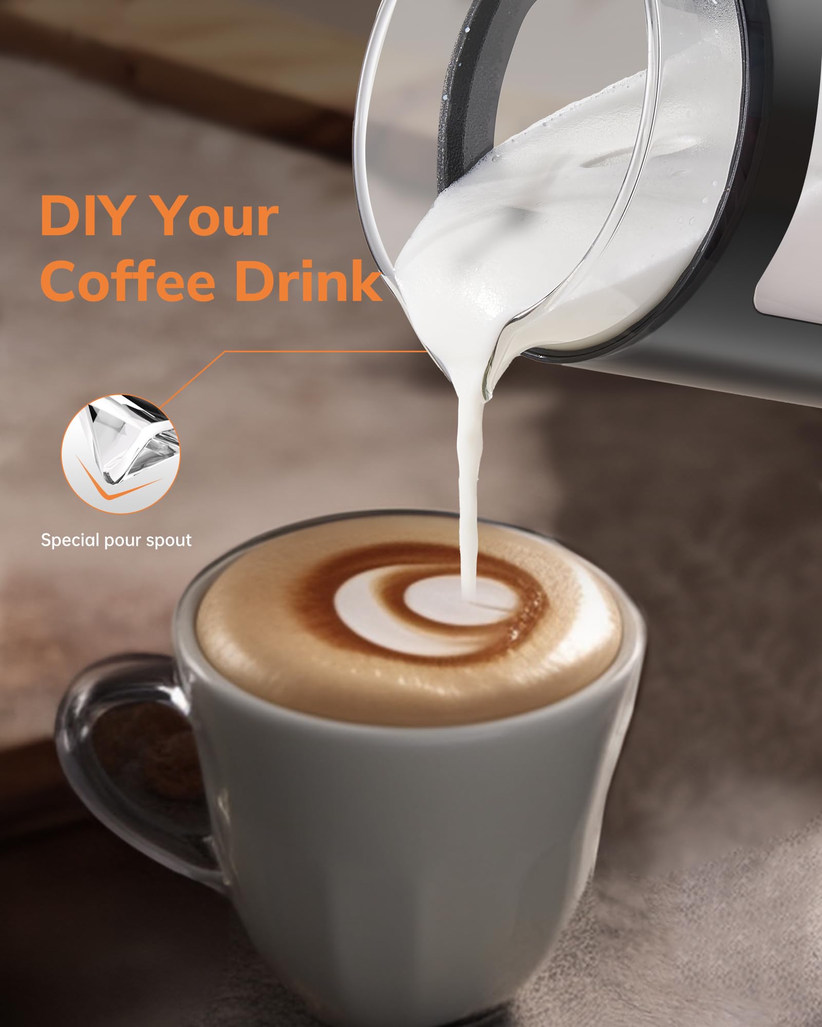 morpilot Automatic Milk Frother - 4-in-1 Functions | 600ML Capacity | Visual Glass Body 5