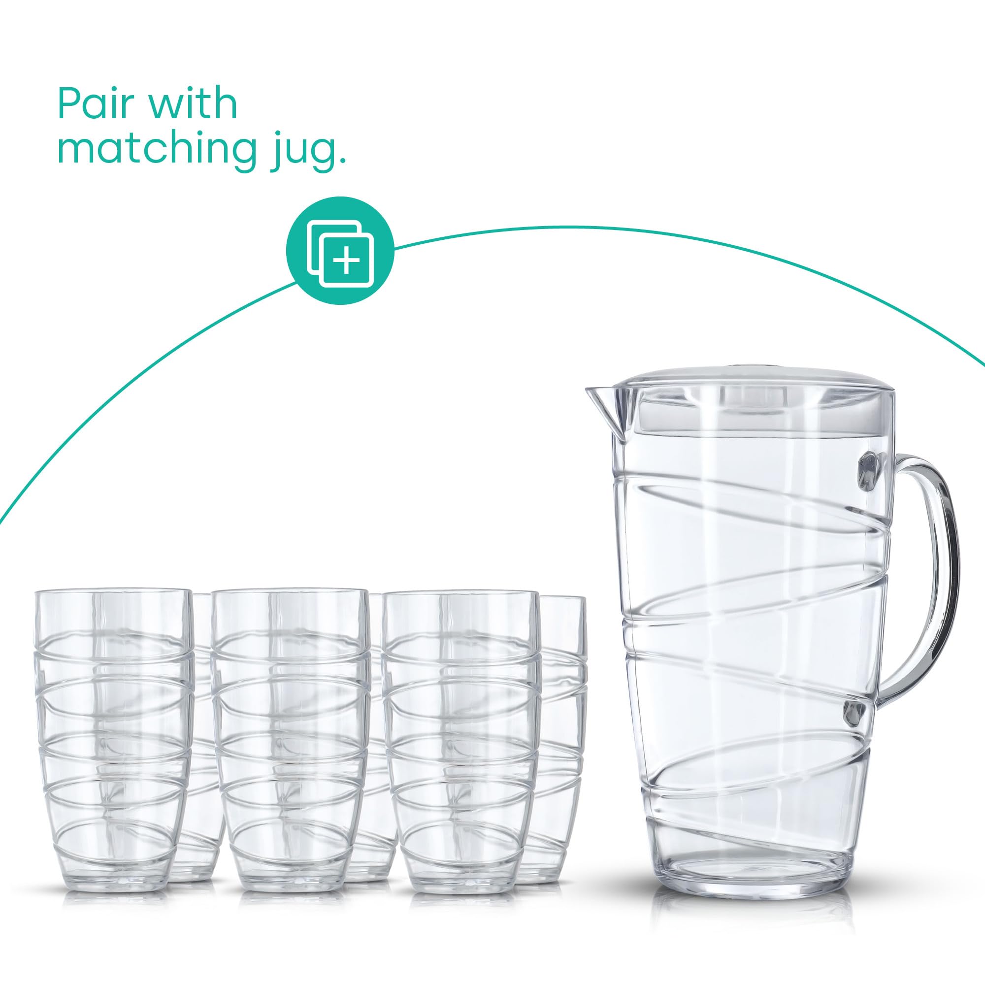 LIVIVO Set of 6 Hi Ball Plastic Acrylic Tumblers with Swirl Design | Break Resistant | BPA-Free 8