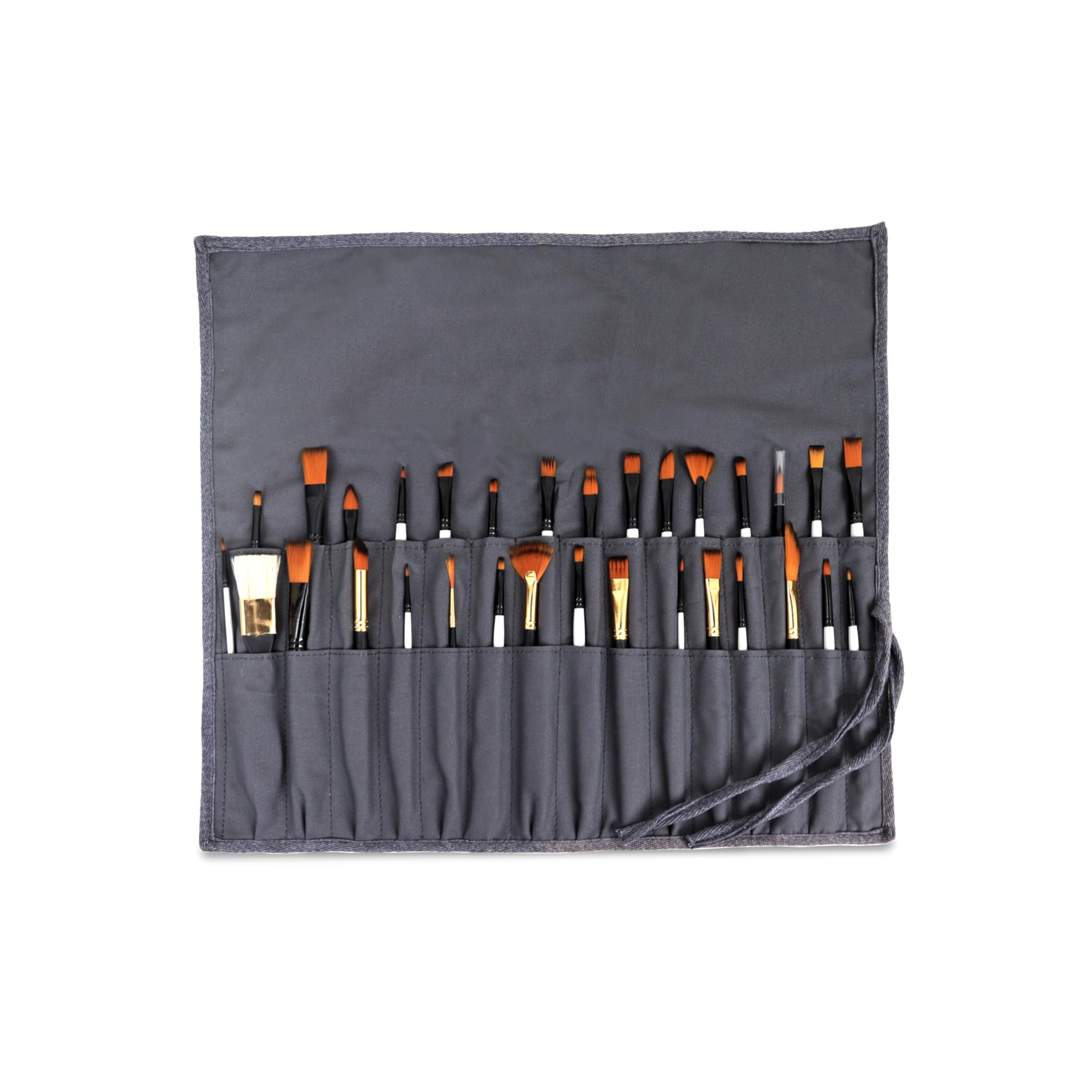 Liquidraw 30 Pocket Canvas Paint Brush Holder - Roll Up Storage for Art Tools | Grey 4