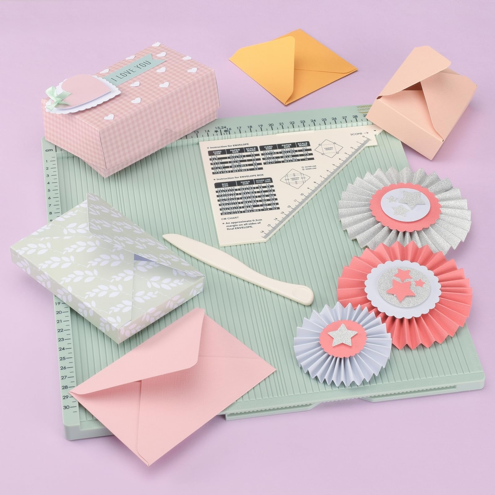 Vaessen Creative Easy Scoring Board CM with Bone Folder | 30.5 x 30.5 cm Scoring Area 6