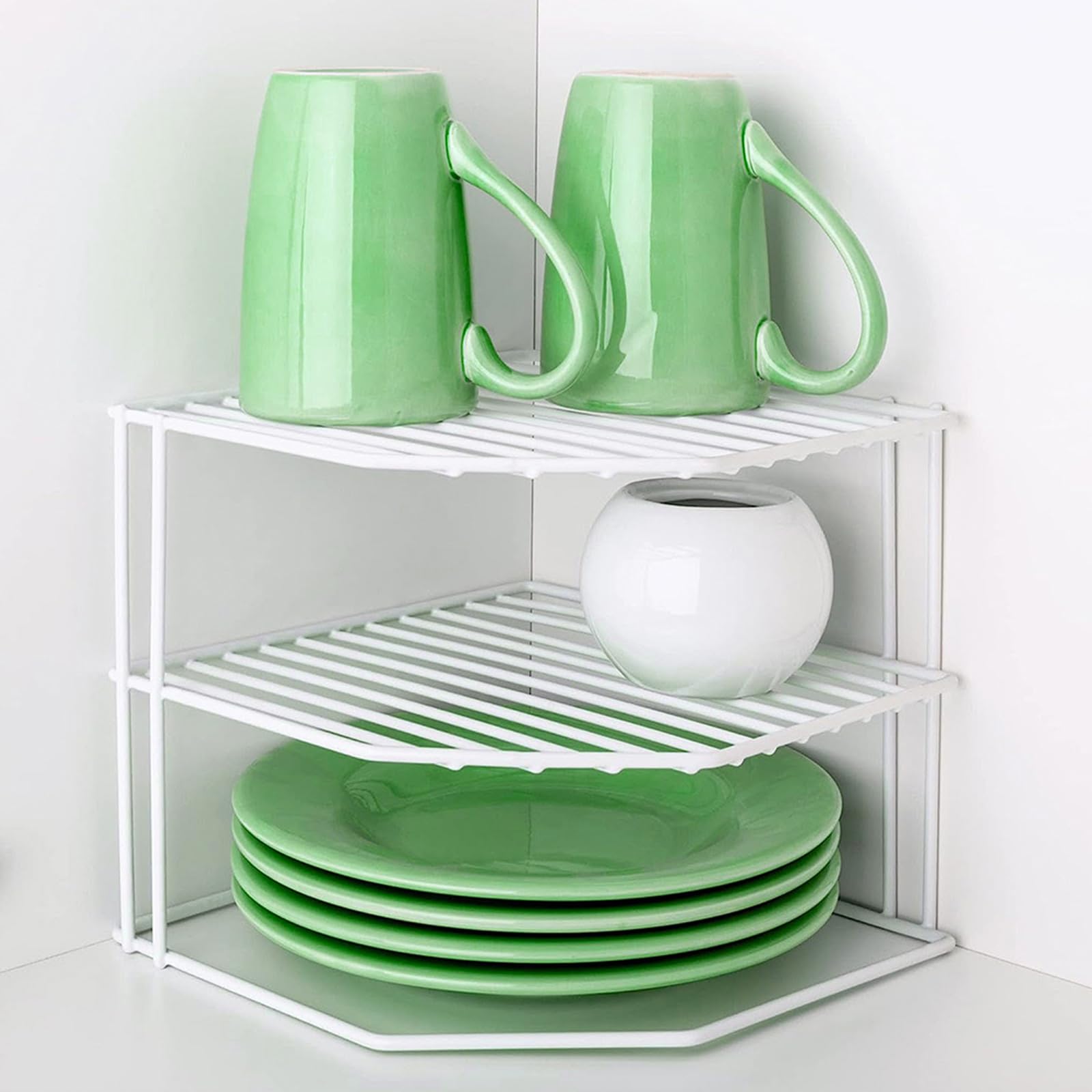 ASelected 3 Tier Corner Plate Rack for Kitchen Cabinets | Chrome-Plated Metal | 23x23x20cm 7