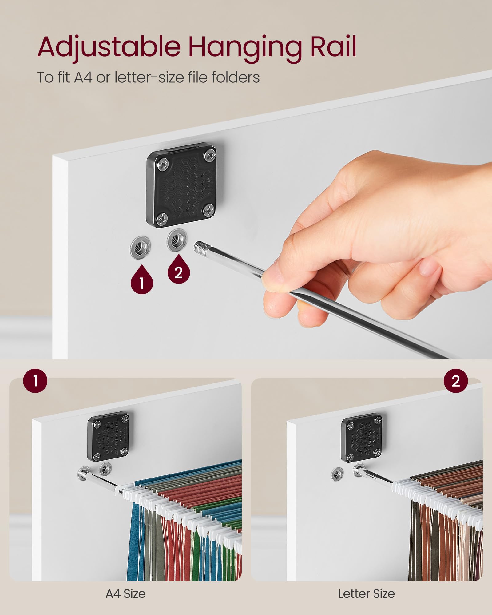 VASAGLE Vertical File Cabinet - 2 Lockable Drawers | A4/Letter Size | Cloud White 5