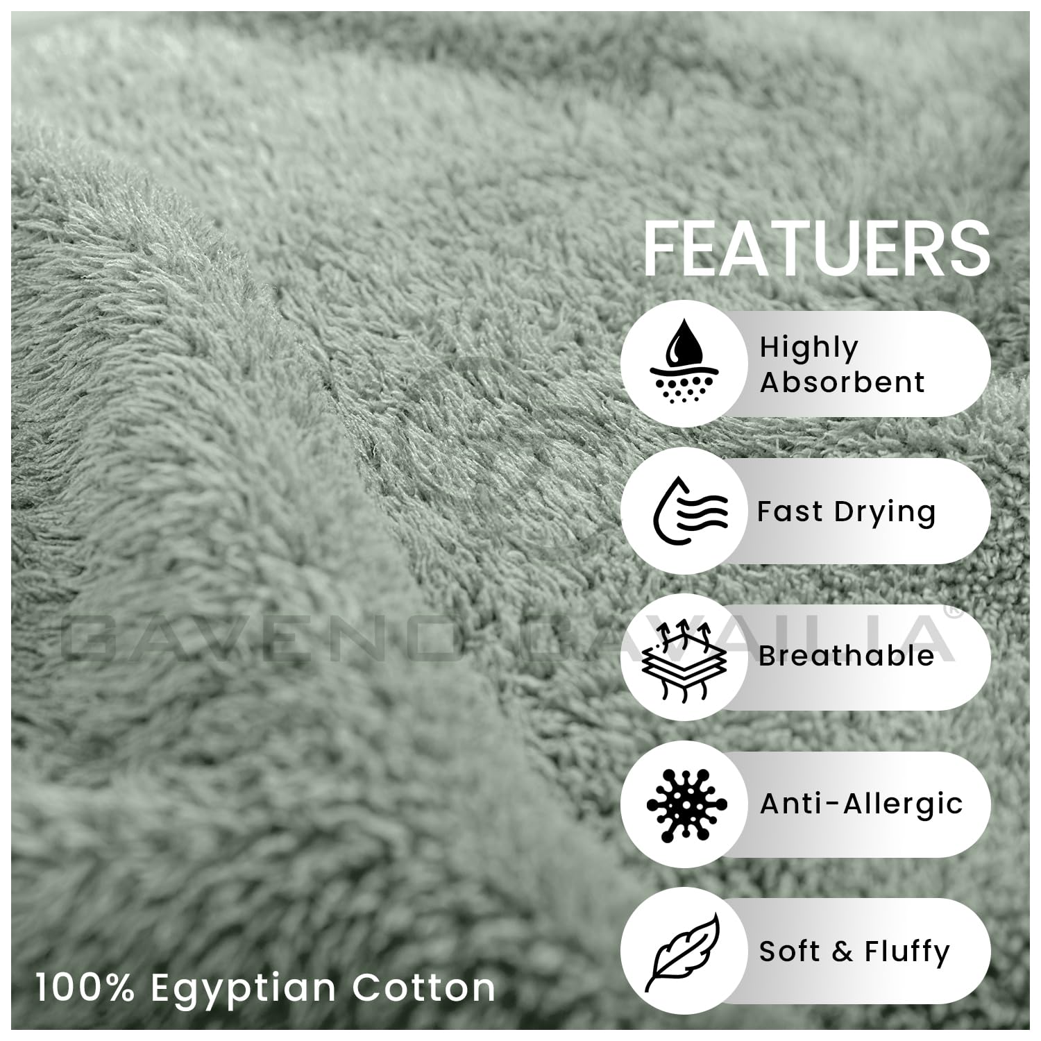 GC GAVENO CAVAILIA 8 Piece Towel Set - 450 GSM Quick Dry Cotton | Duck Egg | 4 Face, 2 Hand, 2 Bath 4