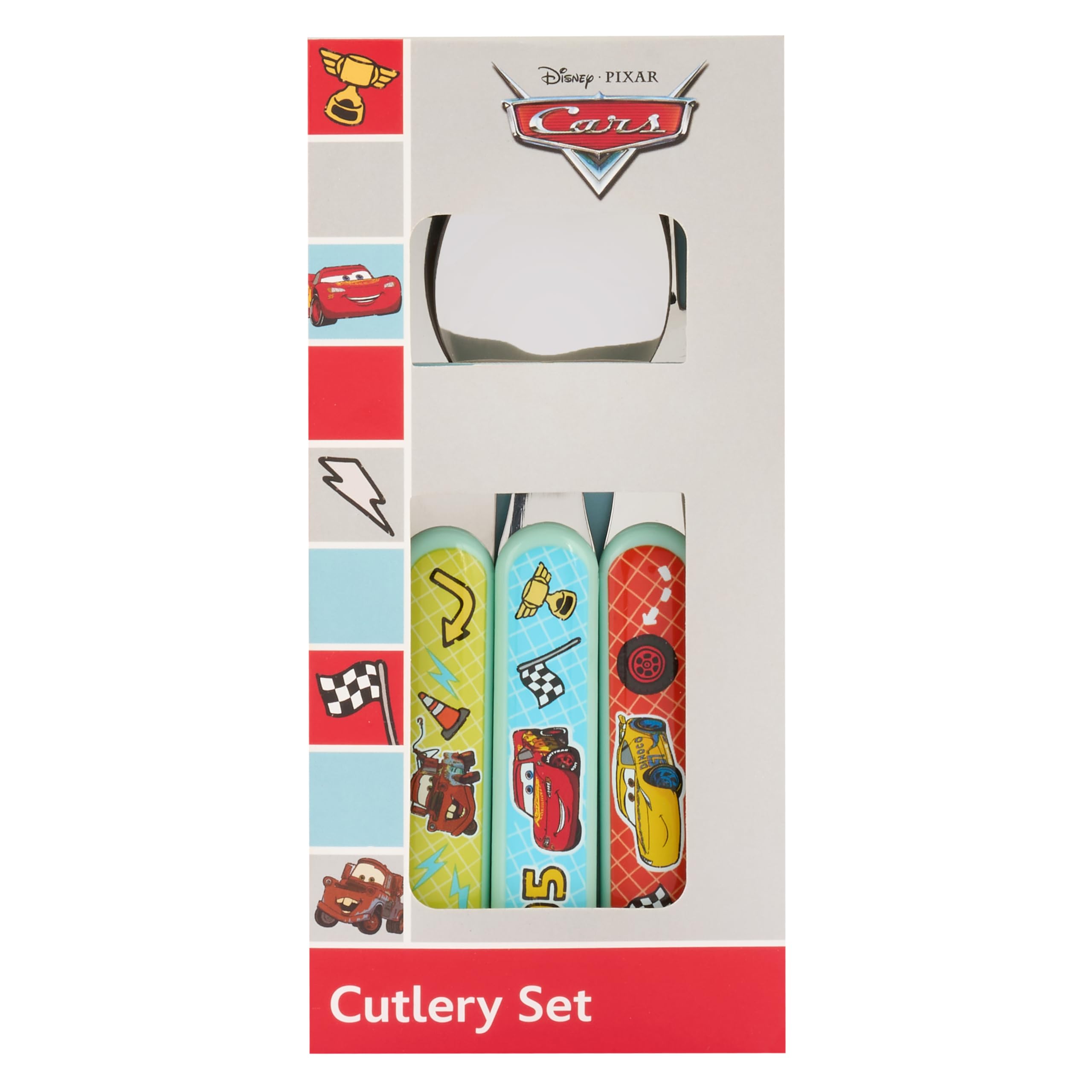 Disney Cars 3 Piece Children's Cutlery Set by Polar Gear | Stainless Steel & ABS Plastic | Ages 36+ Months
