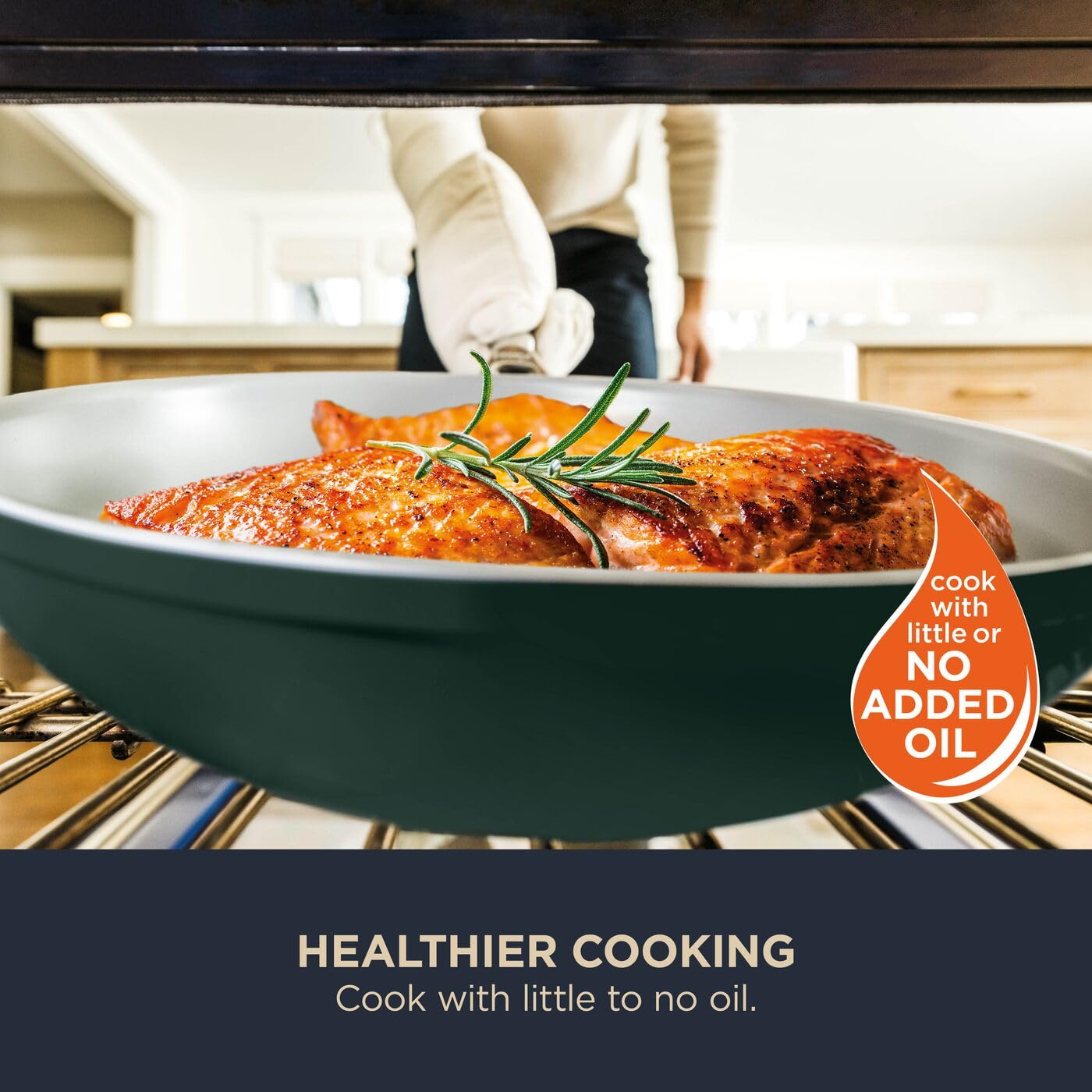 Ninja ZEROSTICK Ceramic Pro 26 cm Sauté Pan with Glass Lid | PTFE-Free | All Hob Compatible | Green 9