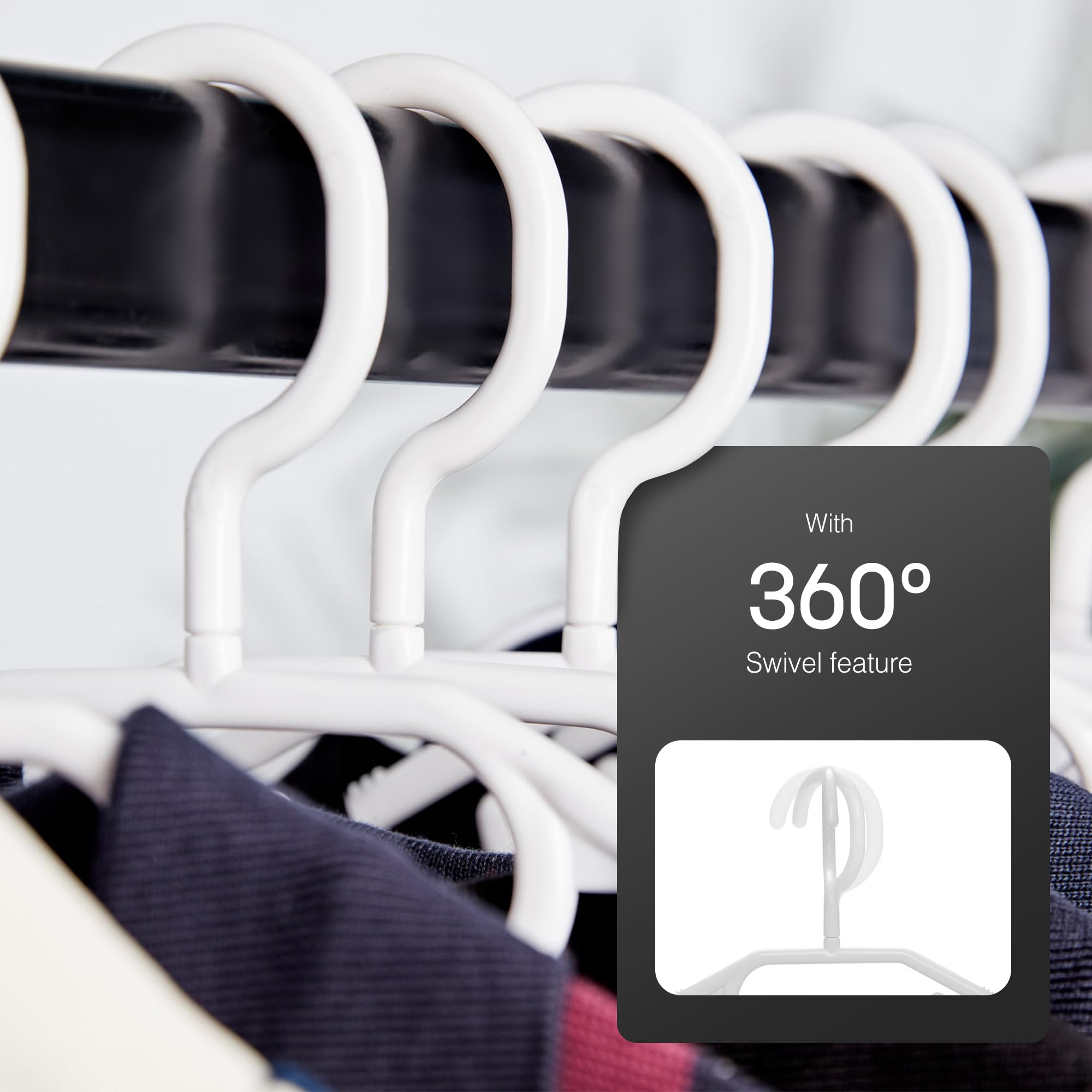 KEPLIN Space Saving Plastic Coat Hangers - 20 Pack | Heavy Duty Swivel Hook | Non Slip 5