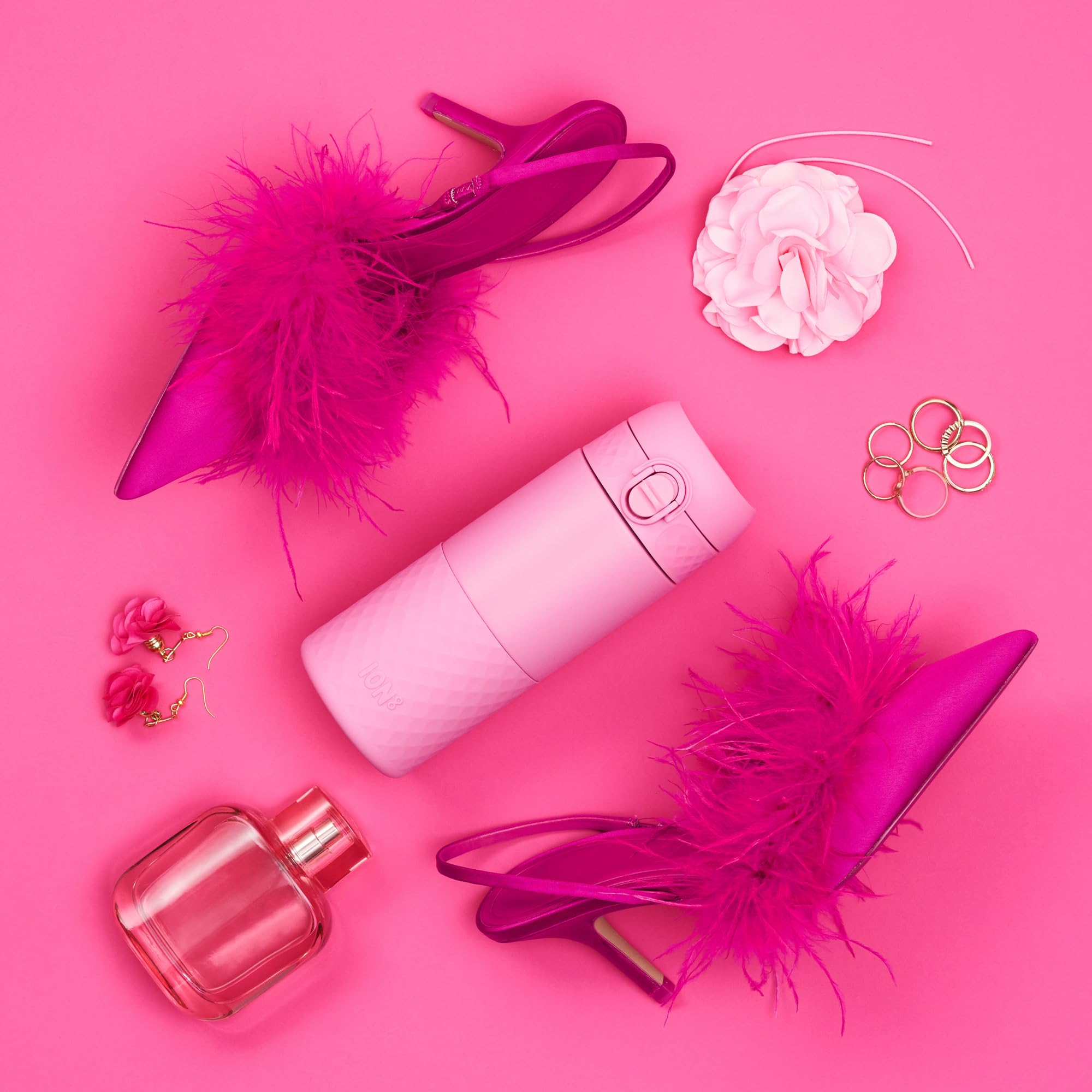 Ion8 Hotshot Insulated Travel Mug - 360 ml, Rose Bloom, Leak Proof, Dishwasher Safe 10