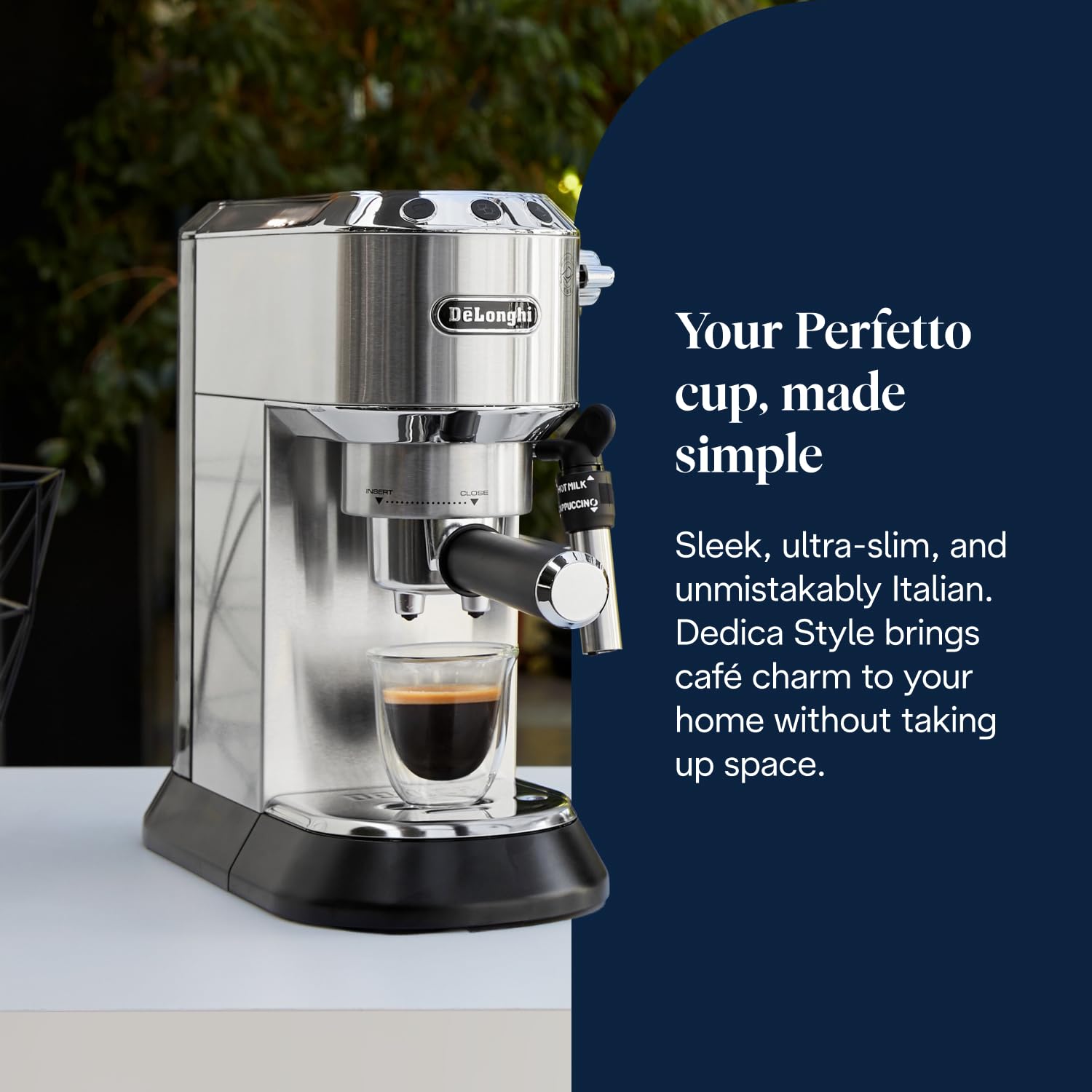 De'Longhi Dedica Style Espresso Machine - 15 Bar Pressure | Adjustable Milk Frother | Slim 15cm Design