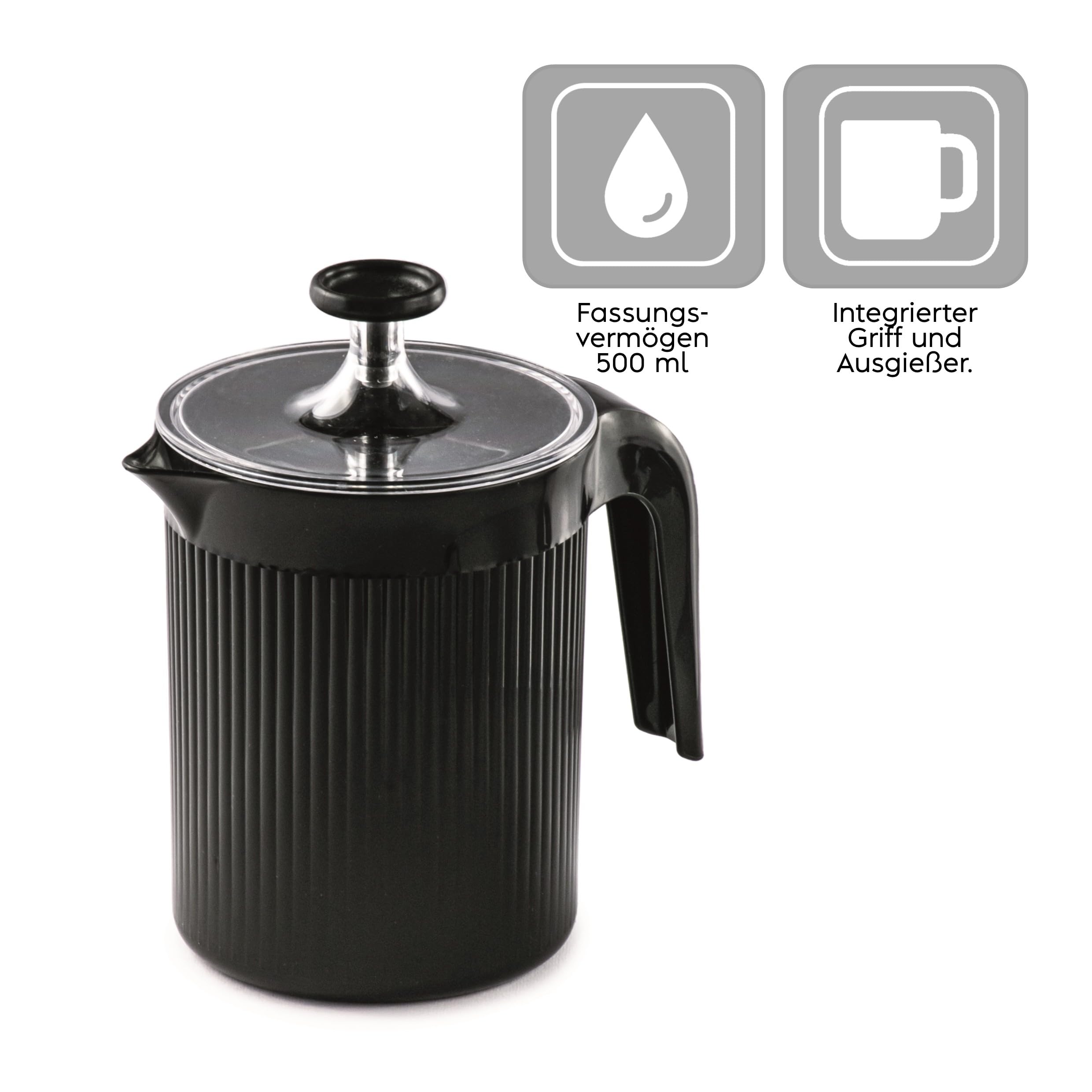 Snips Cremix Manual Milk Frother - 0.50 LT Capacity | Black | Made in Italy | 0% BPA Free 5
