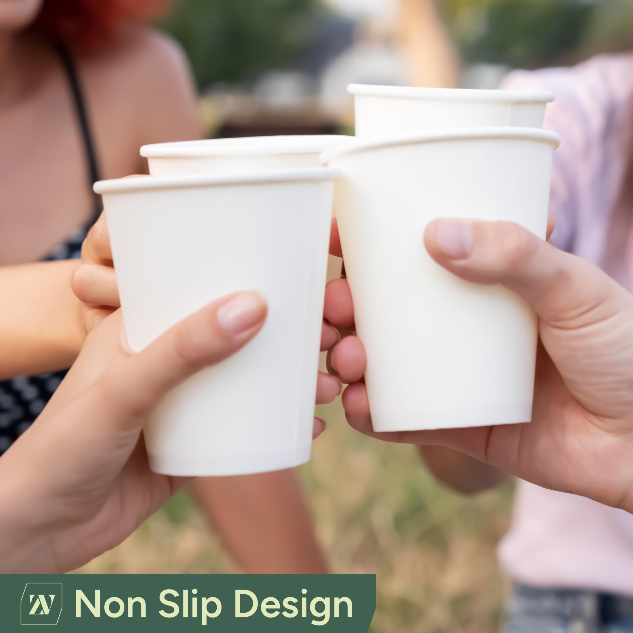Zuvo Paper Cups - 8oz Single Wall White Disposable Cups | 100 Pack | Leak Proof 5