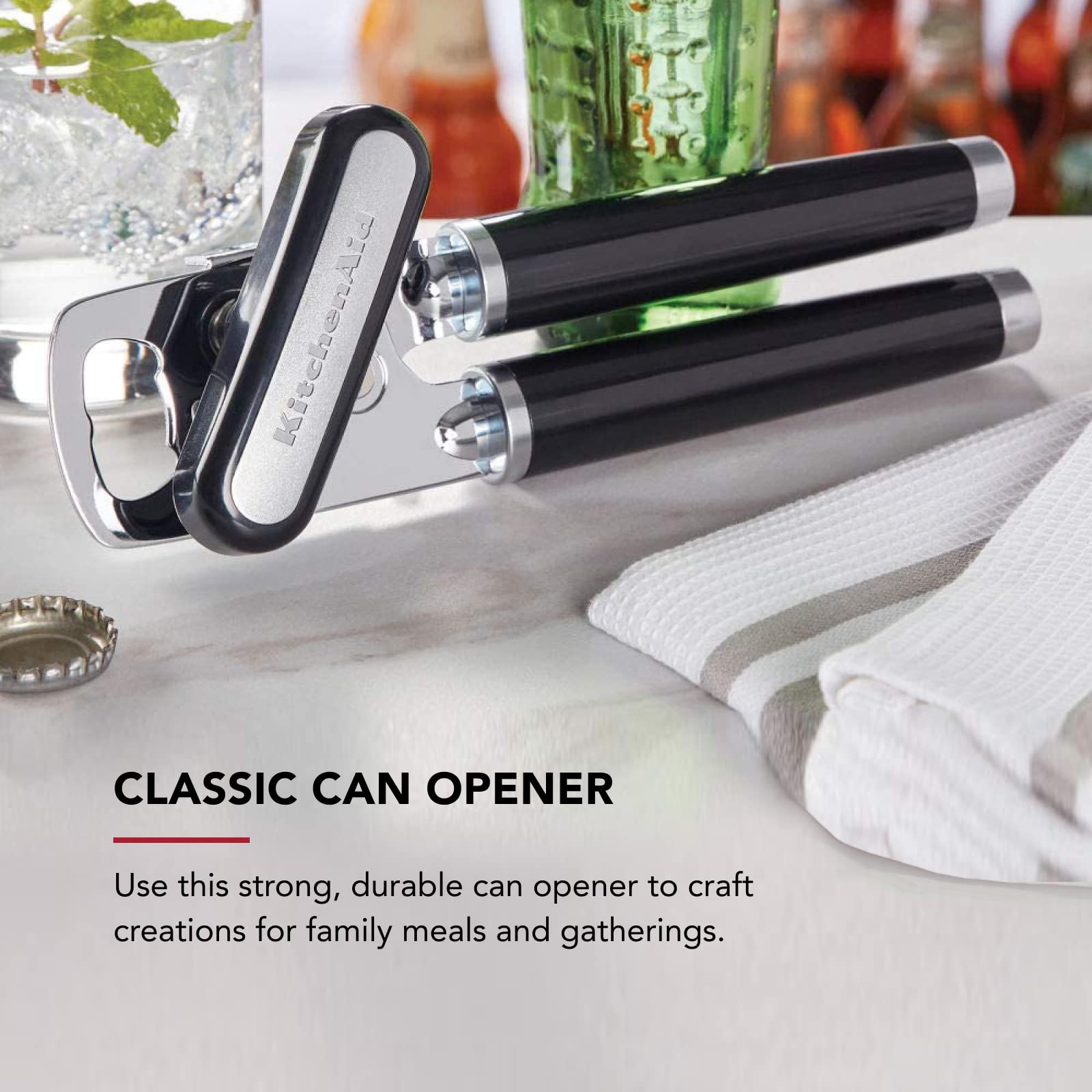 KitchenAid Classic Multifunction Can Opener/Bottle Opener - Stainless Steel Construction | Black 2