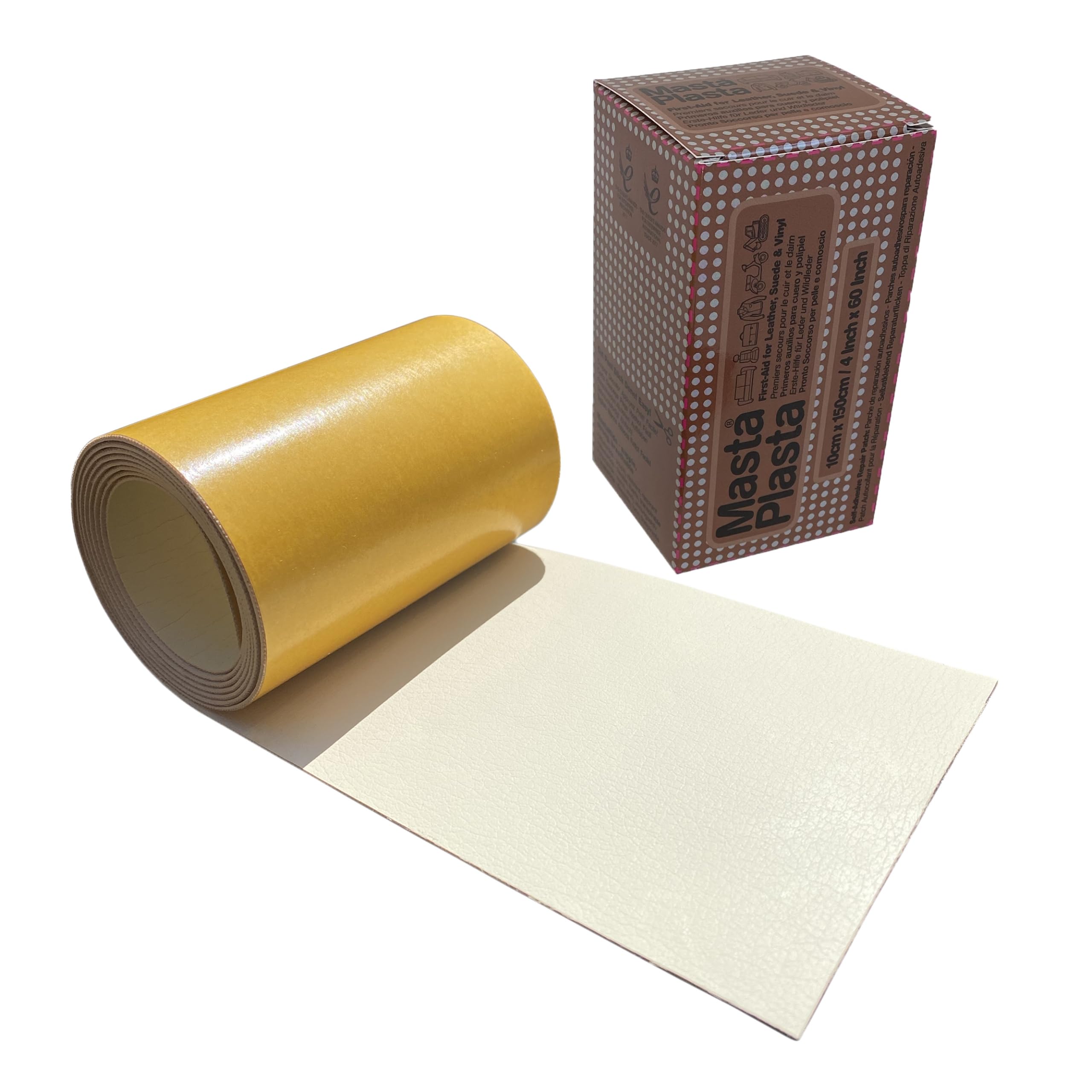 MastaPlasta Self-Adhesive Leather Repair Patch - Ivory | 150 x 10 cm Strip | MastaHide Leather 1